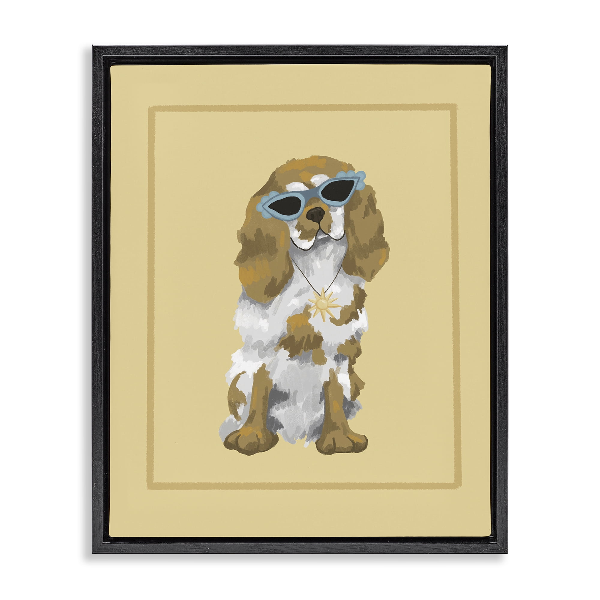 Stupell Industries Coolest Dog & Sunglasses Black Framed Floater Canvas Wall Art, design by Sadie Harper