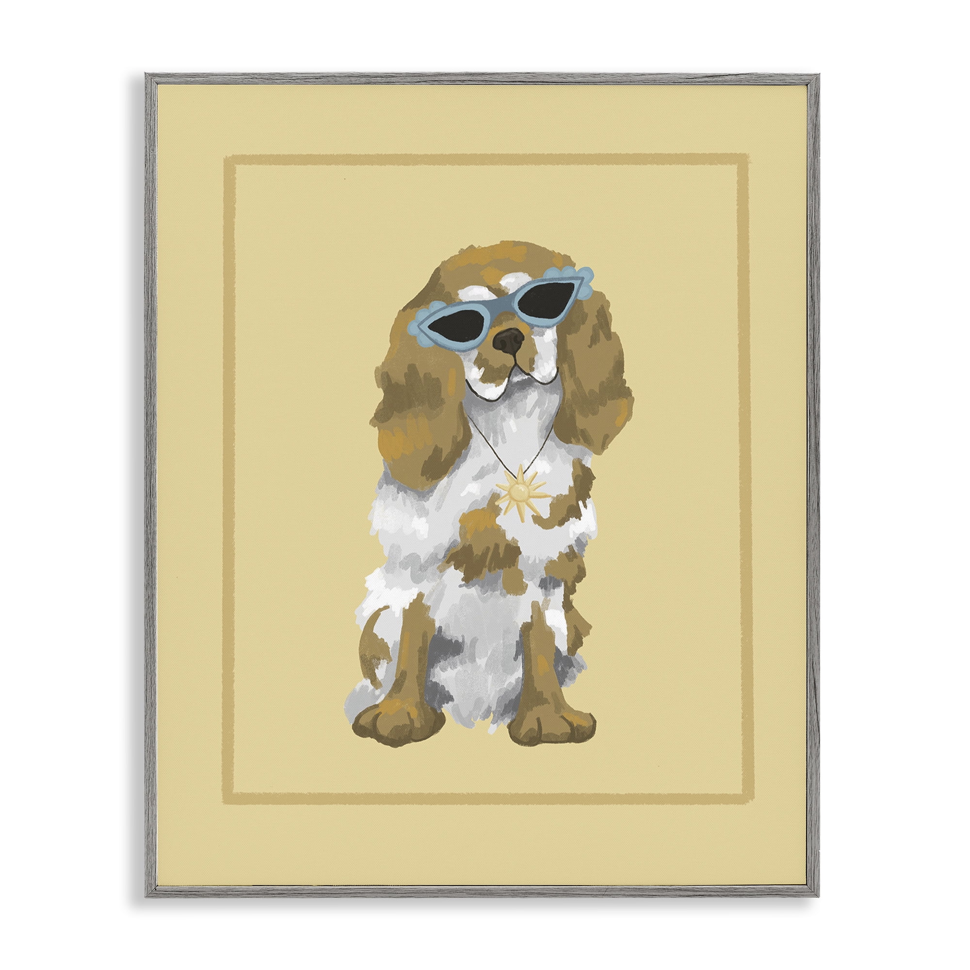 Stupell Industries Coolest Dog & Sunglasses Gray Framed Giclee Art, design by Sadie Harper