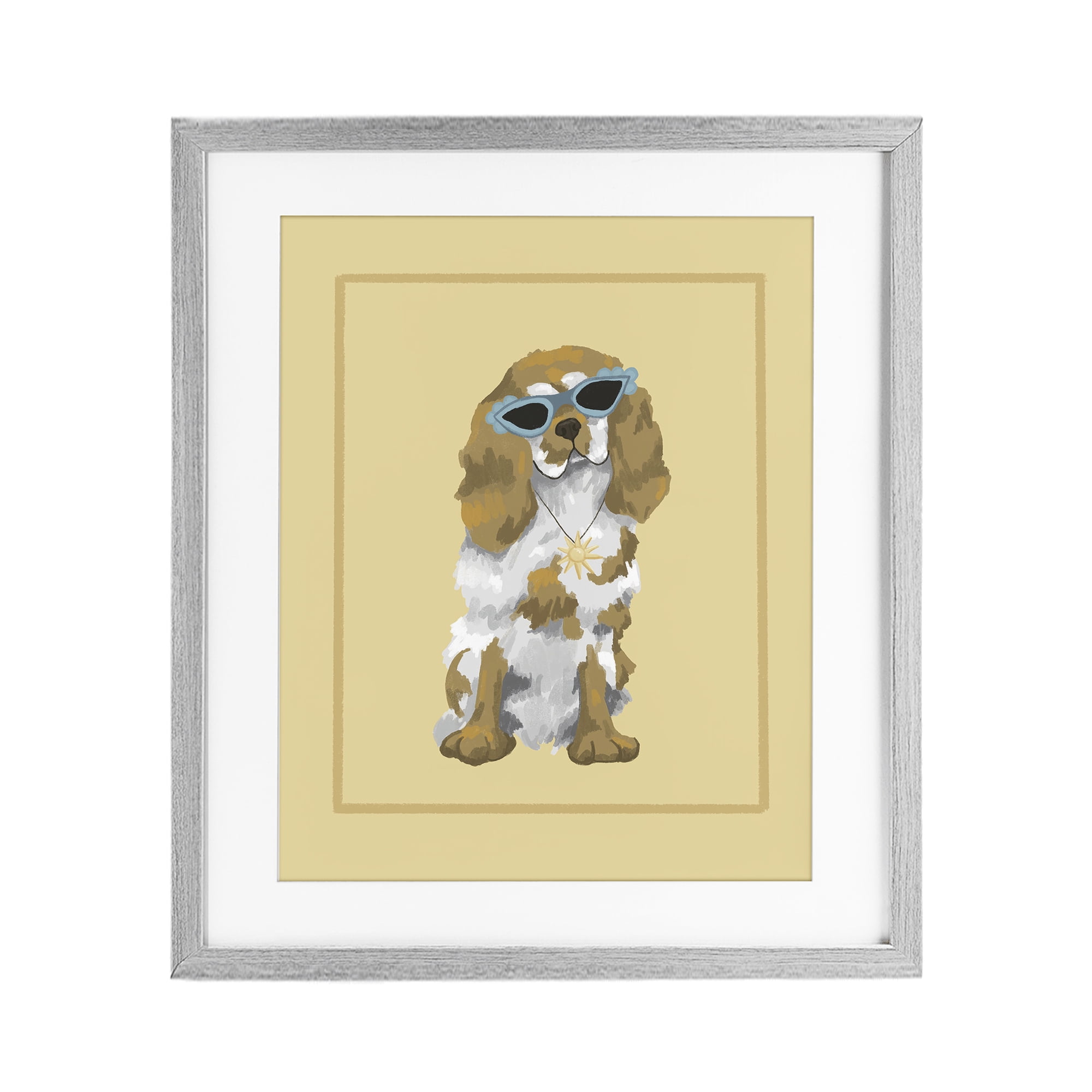 Stupell Industries Coolest Dog & Sunglasses Gray Framed Print Under Glass, design by Sadie Harper
