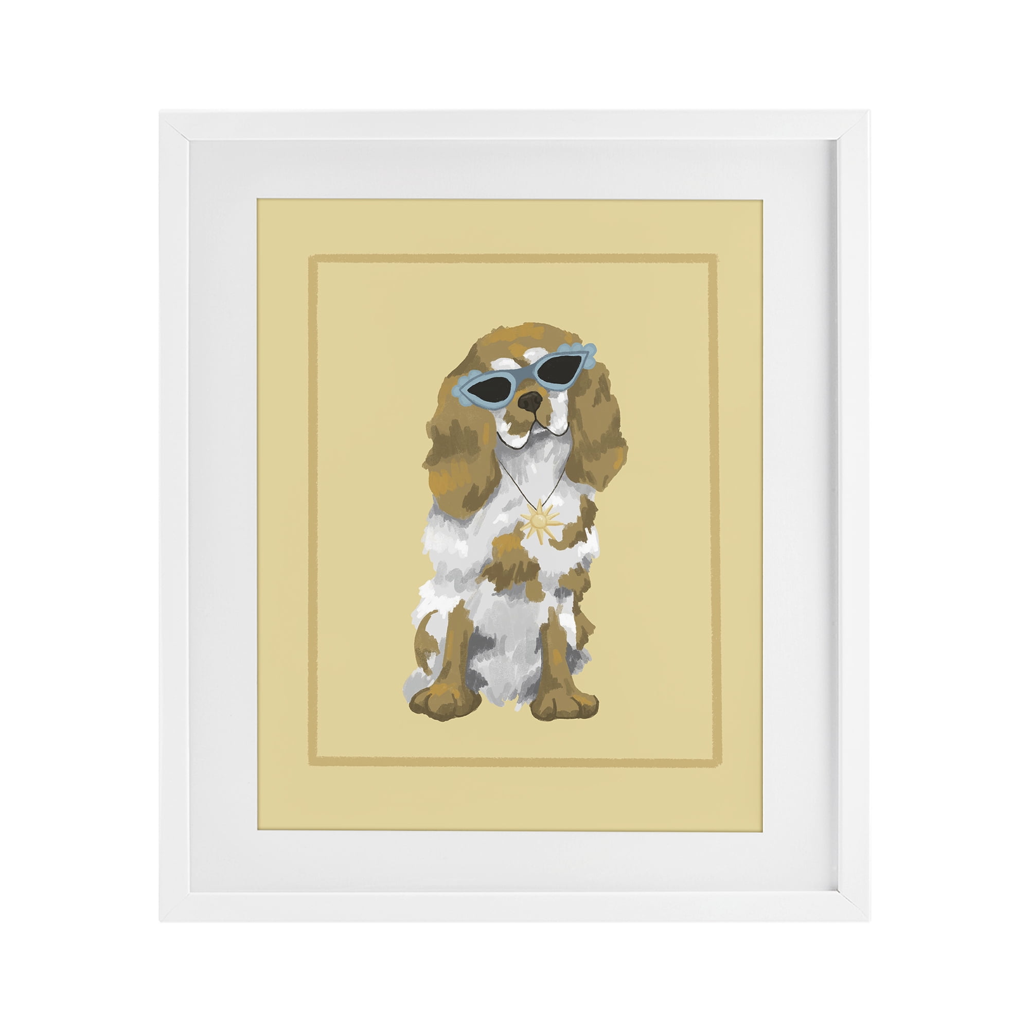 Stupell Industries Coolest Dog & Sunglasses White Framed Print Under Glass, design by Sadie Harper