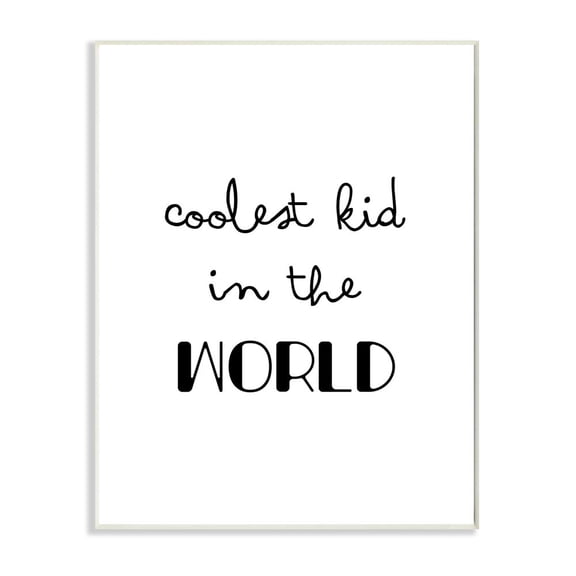 Stupell Industries Coolest Kid In the World Phrase Cursive Script Art for Kids Painting Unframed Art Print Wall Art, 13 x 19