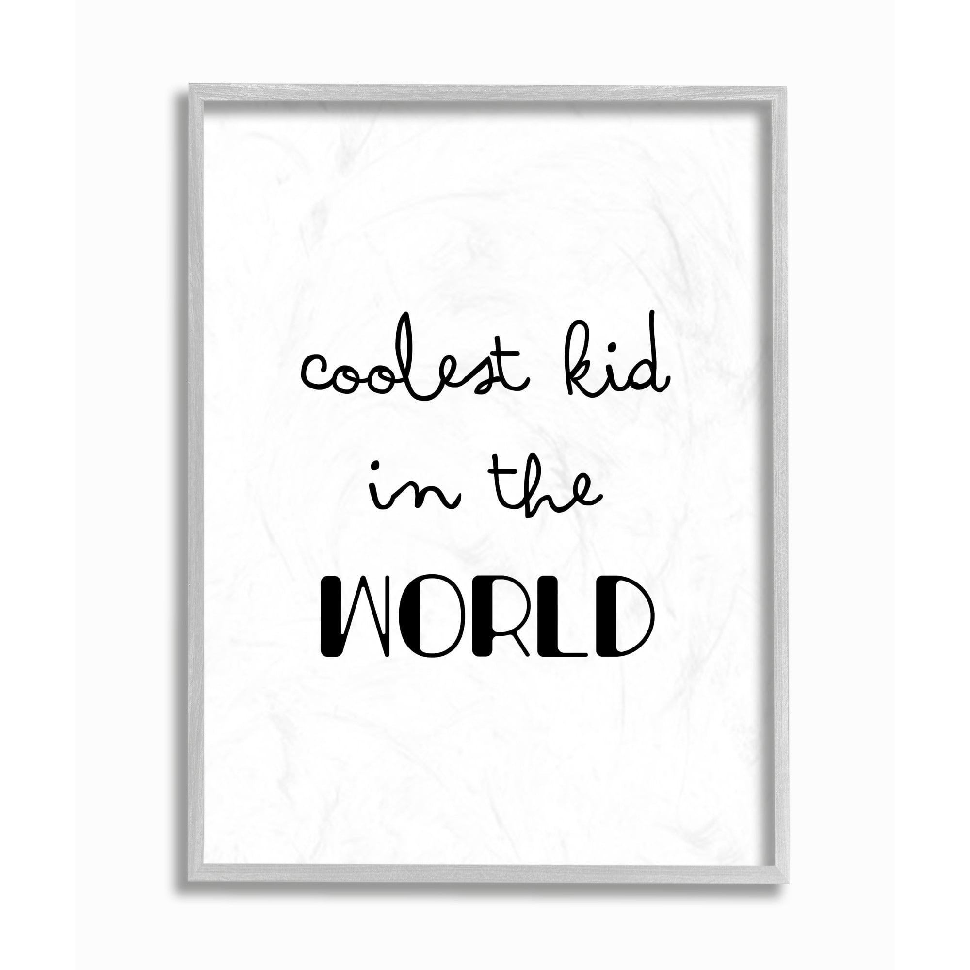 Stupell Industries Coolest Kid In the World Phrase Cursive Script Framed Wall Art Design by Seven Trees Design, 11" x 14", Gray Framed