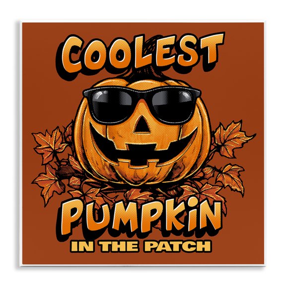 Stupell Industries Coolest Pumpkin with Sunglasses Holiday Painting Unframed Art Print Wall Art, 12 x 12