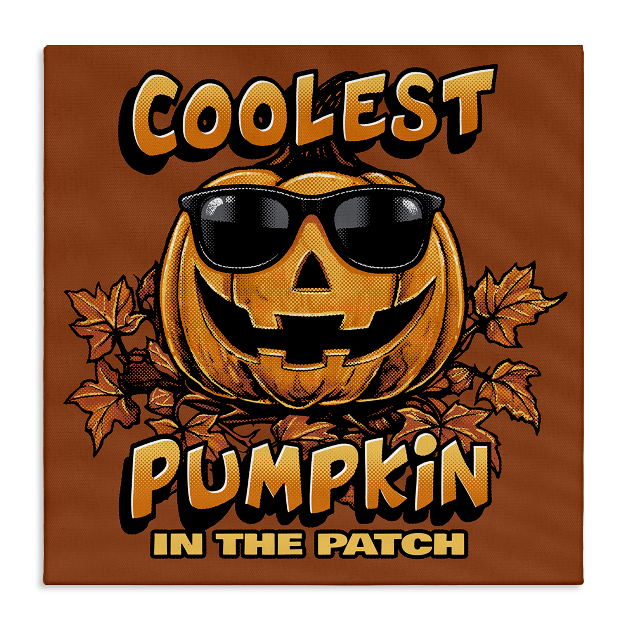 Stupell Industries Coolest Pumpkin with Sunglasses Holiday Painting Wrapped Canvas Art Print Wall Art, 17 x 17