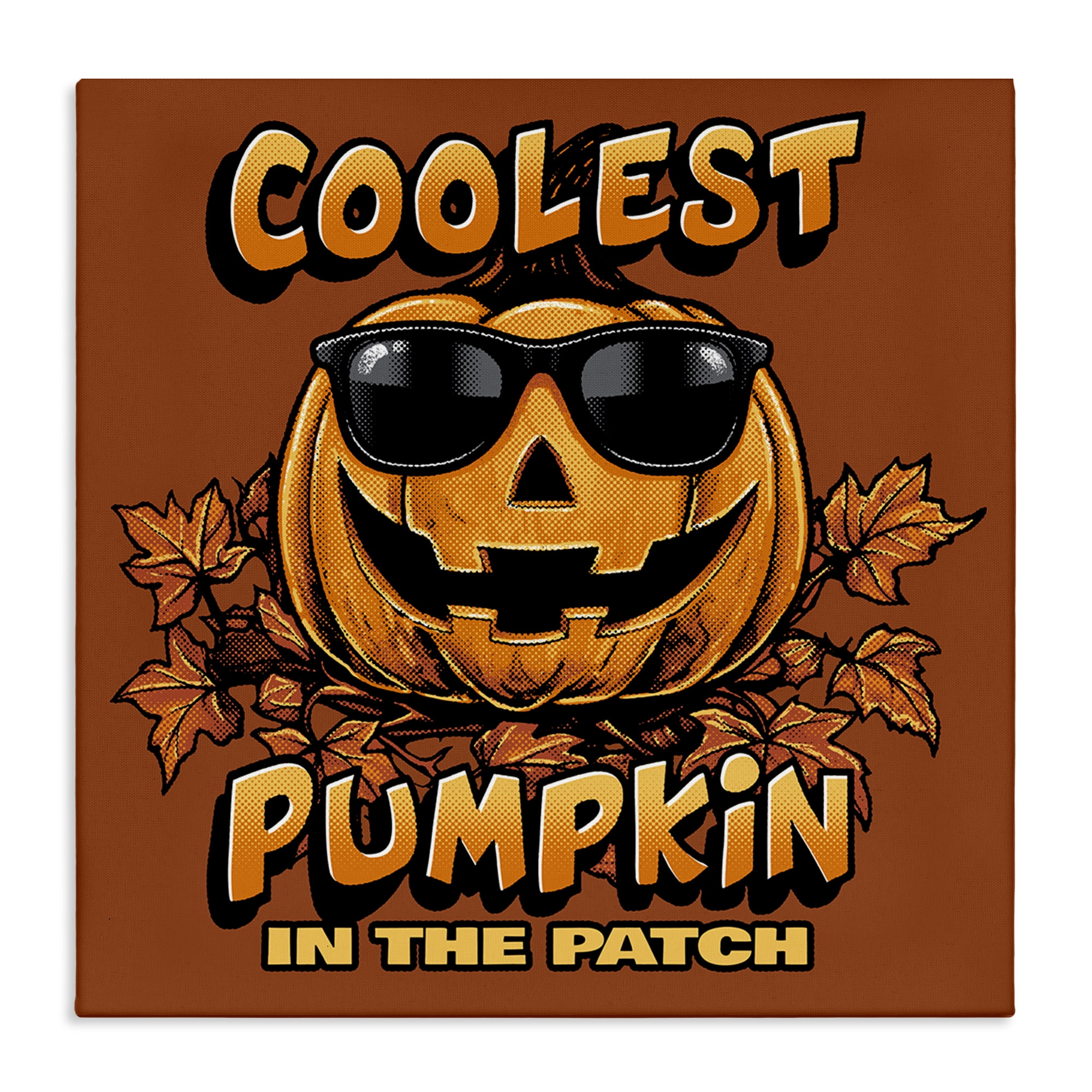 Stupell Industries Coolest Pumpkin with Sunglasses Holiday Painting Wrapped Canvas Art Print Wall Art, 24 x 24
