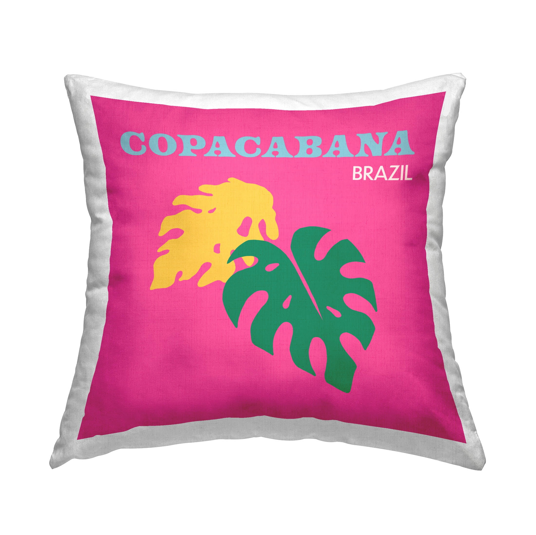 Stupell Industries Copacabana Brazil Tropical Leaves Printed Throw Pillow Design by The Saturday Evening Post