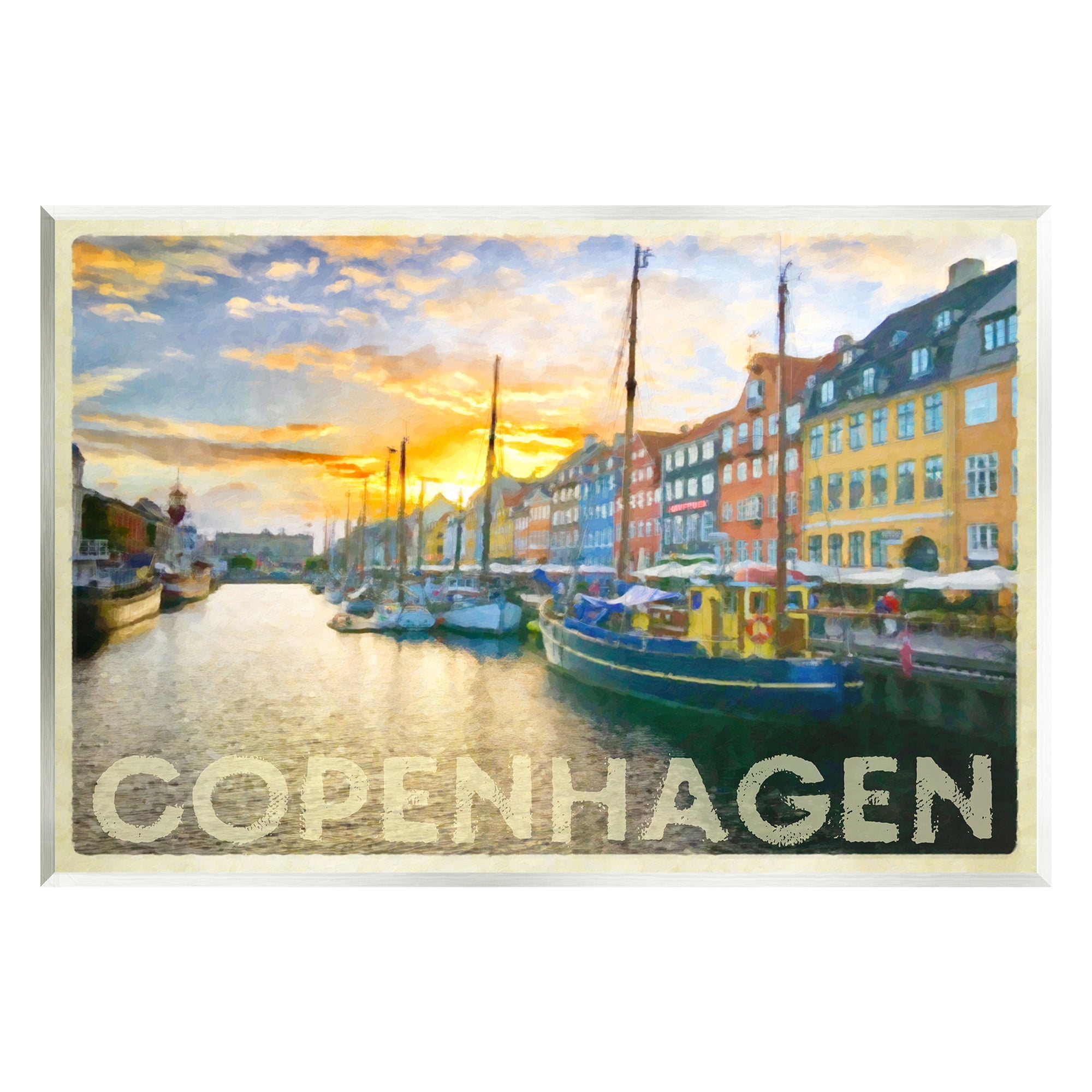 Stupell Industries Copenhagen Canal Boats Transportation Painting Unframed Art Print Wall Art, 15 x 10