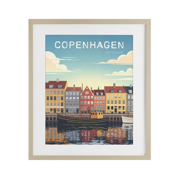Stupell Industries Copenhagen Cityscape with River Birch Framed Print Under Glass, design by Andreas Magnusson
