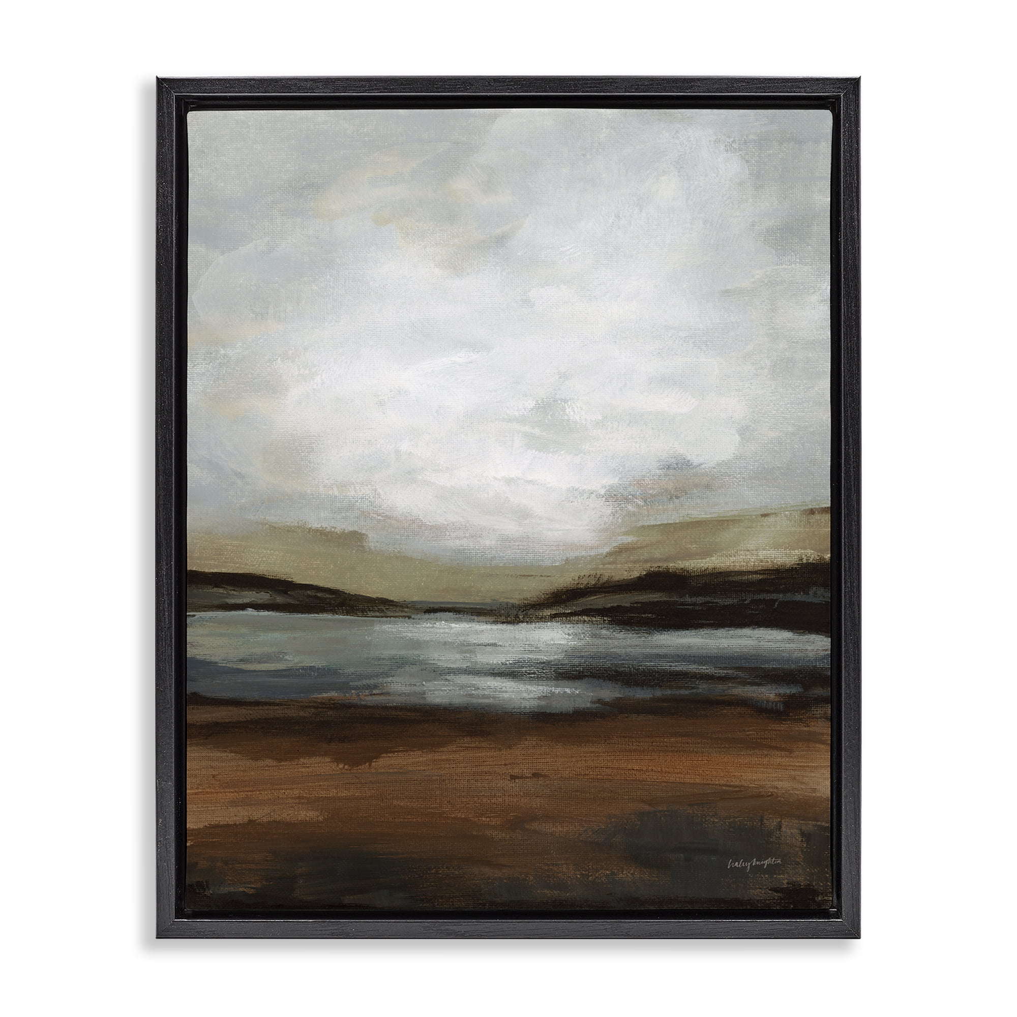 Stupell Industries Copper Creek Landscape Abstract Painting Black Floater Framed Canvas Art Print Wall Art, 25 x 31
