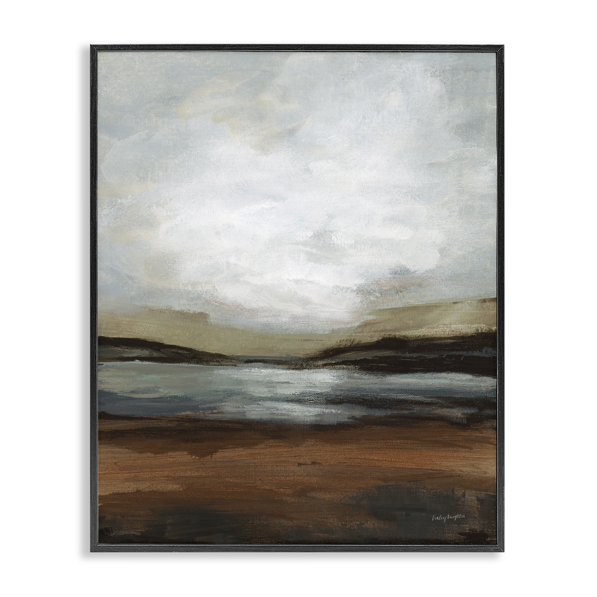 Stupell Industries Copper Creek Landscape Abstract Painting Black Framed Art Print Wall Art, 11 x 14