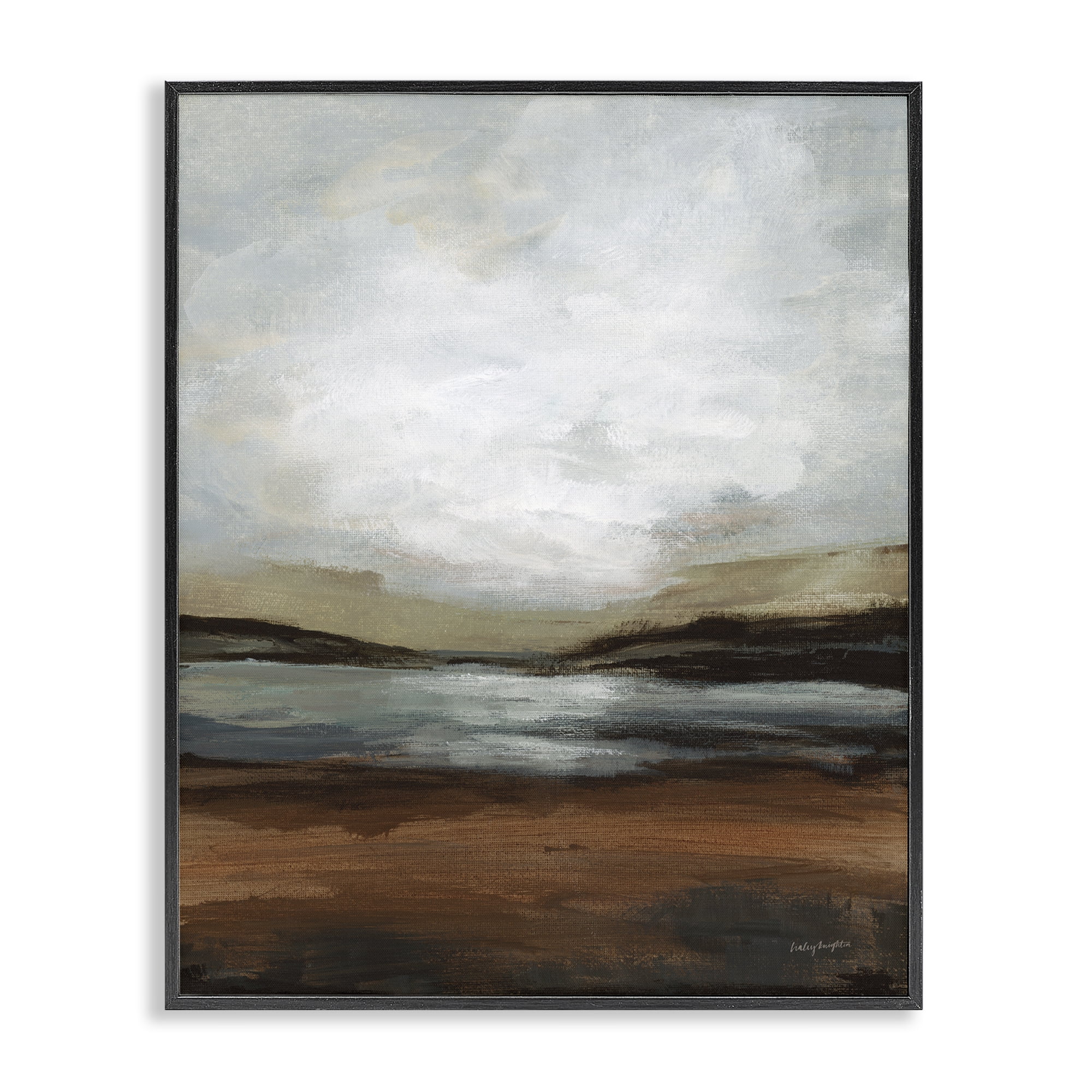 Stupell Industries Copper Creek Landscape Abstract Painting Black Framed Art Print Wall Art, 16 x 20