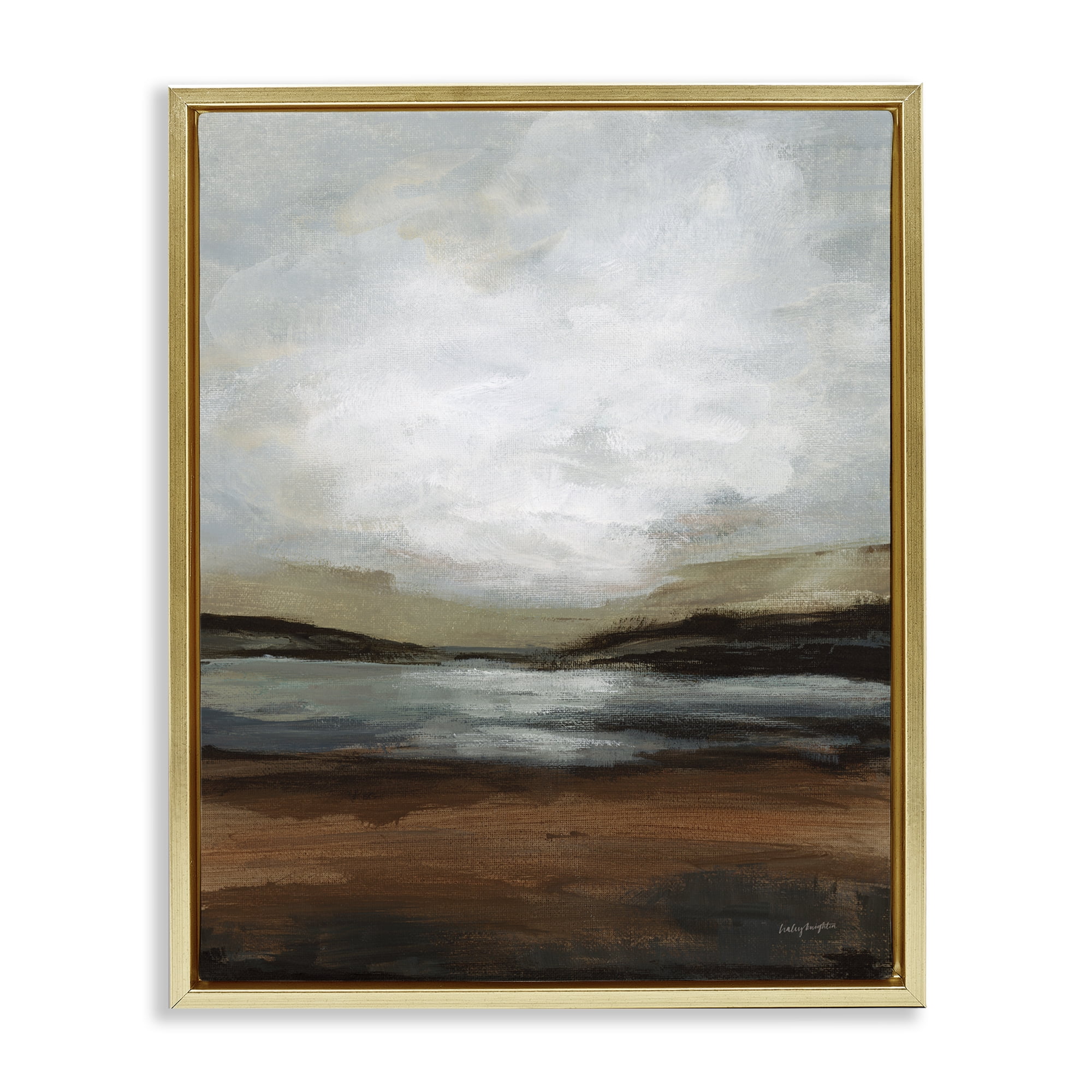 Stupell Industries Copper Creek Landscape Abstract Painting Gold Floater Framed Canvas Art Print Wall Art, 17 x 21