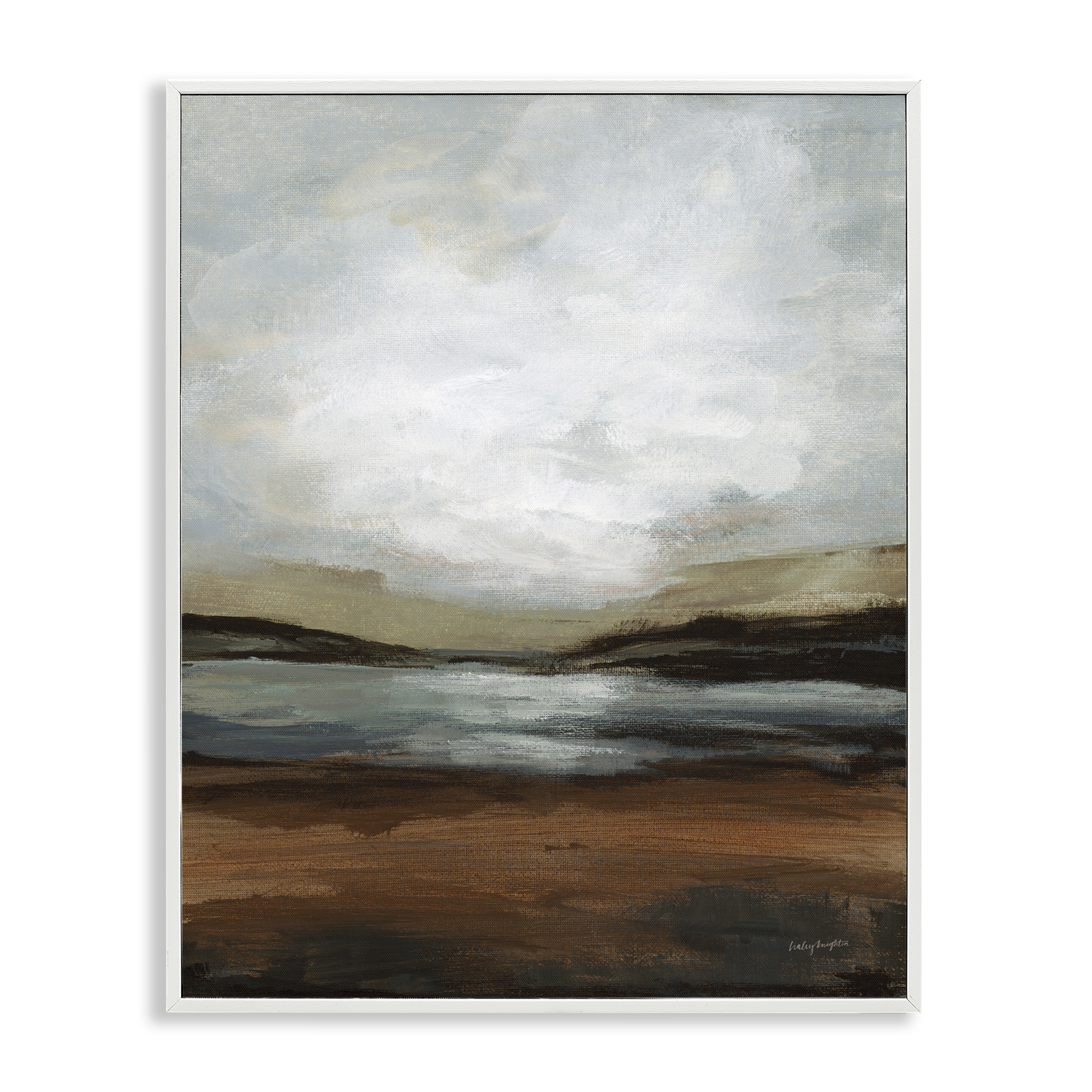 Stupell Industries Copper Creek Landscape Abstract Painting White Framed Art Print Wall Art, 11 x 14