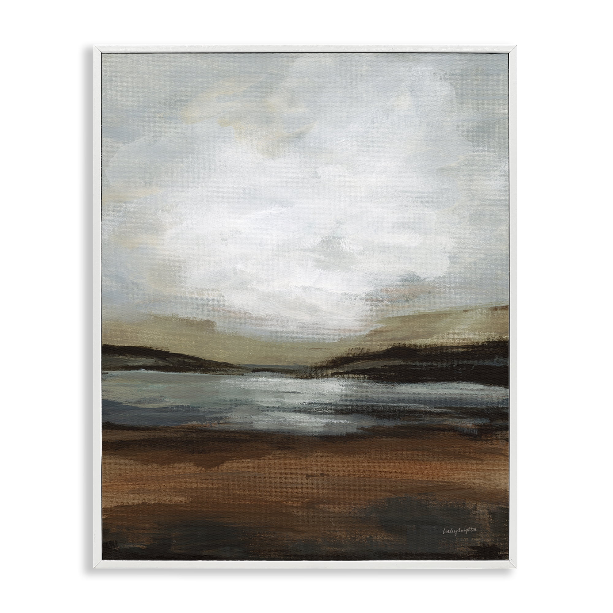 Stupell Industries Copper Creek Landscape Abstract Painting White Framed Art Print Wall Art, 24 x 30