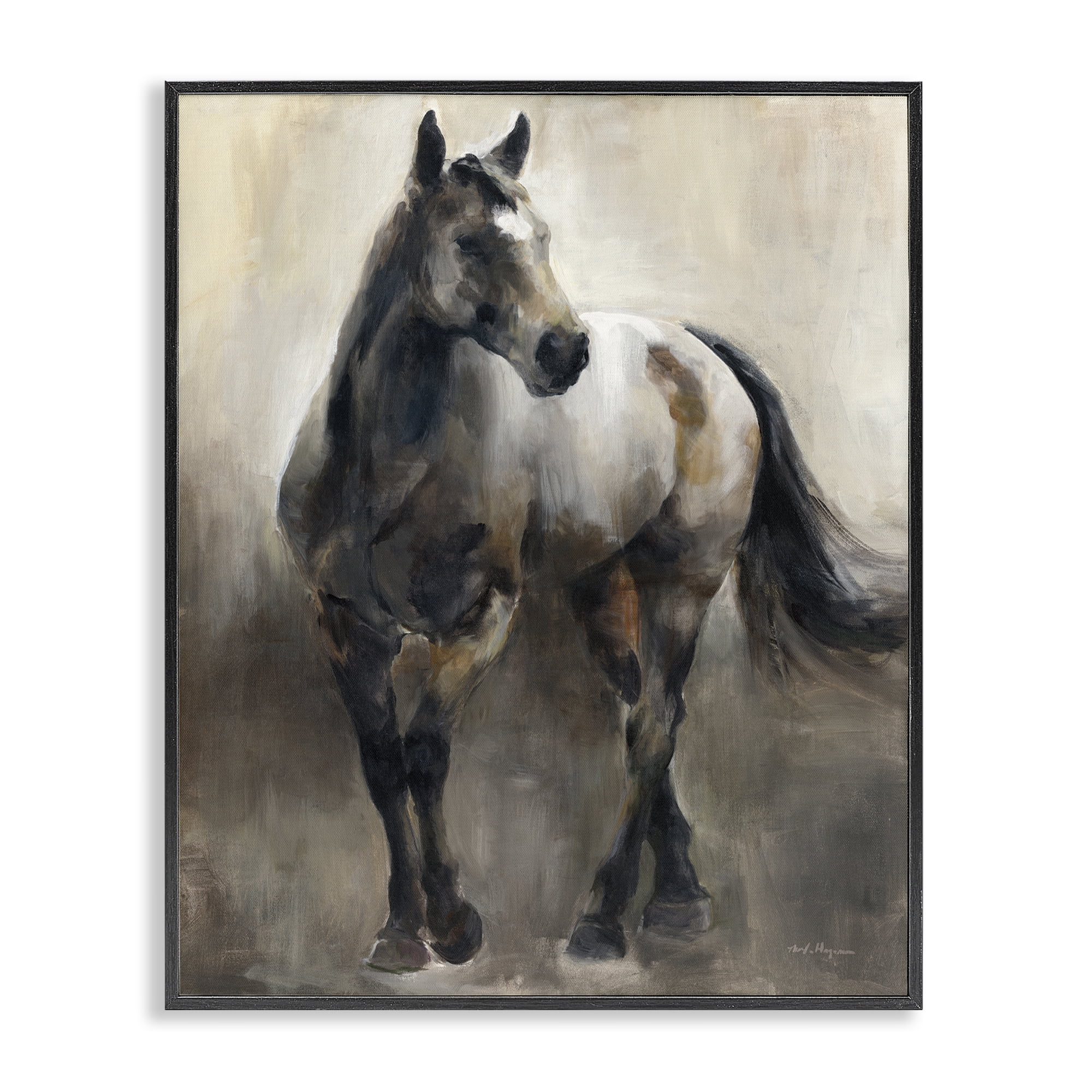 Stupell Industries Copper & Nickel Horse Animals Painting Black Framed Art Print Wall Art, 24 x 30