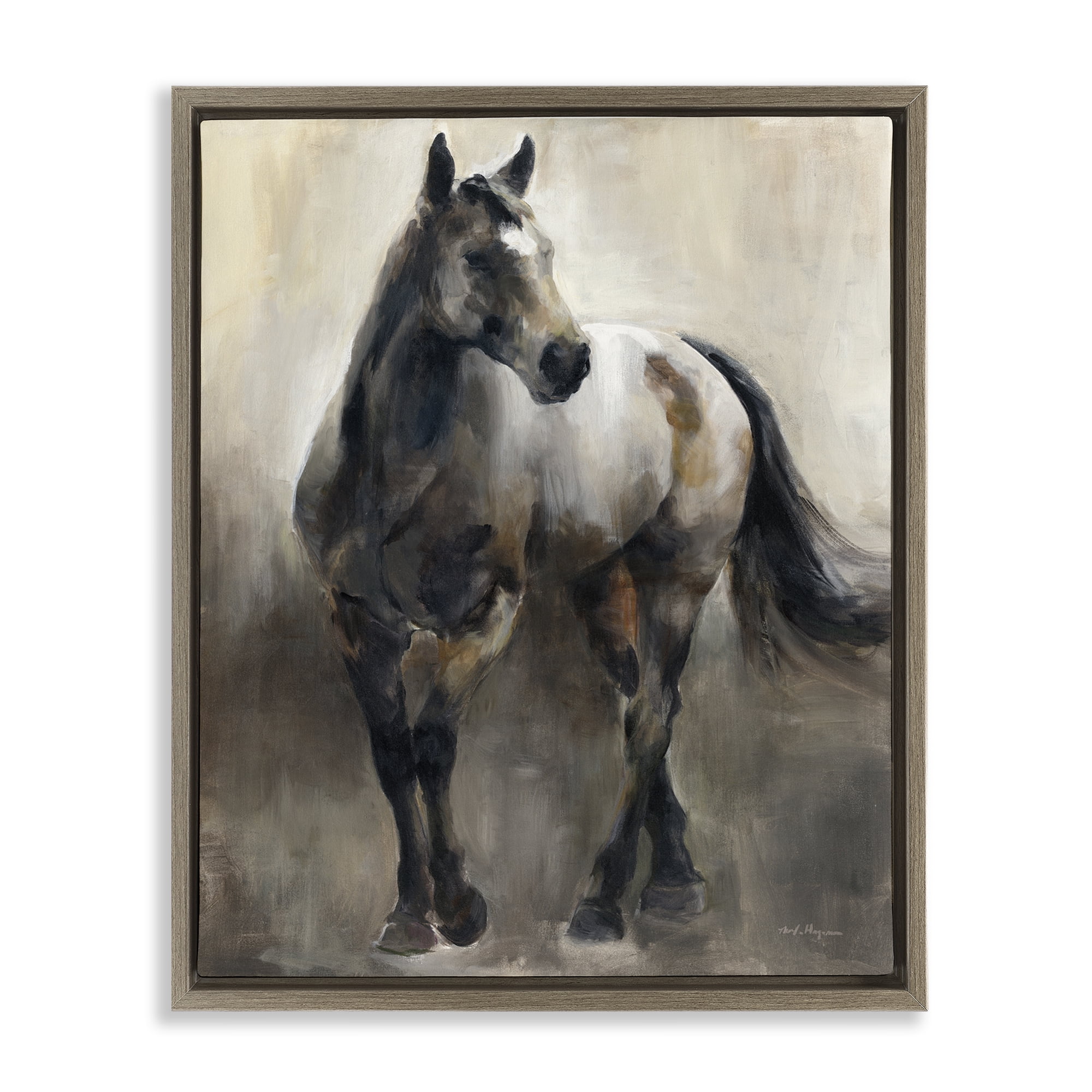 Stupell Industries Copper & Nickel Horse Animals Painting Brown Floater Framed Canvas Art Print Wall Art, 17 x 21