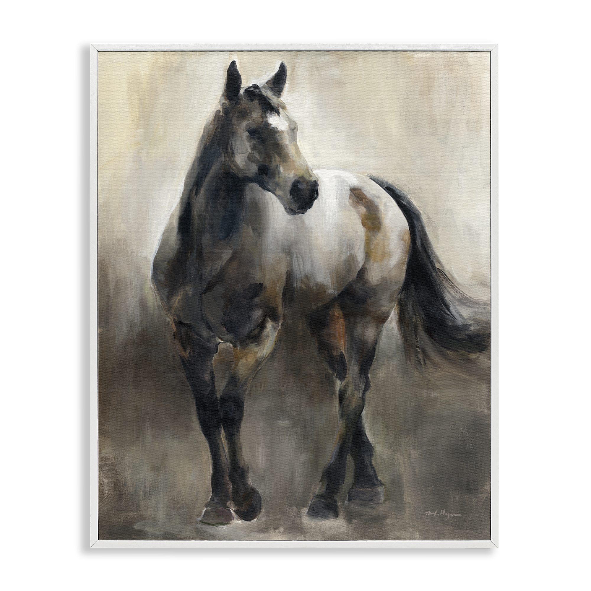 Stupell Industries Copper & Nickel Horse Animals Painting White Framed Art Print Wall Art, 16 x 20