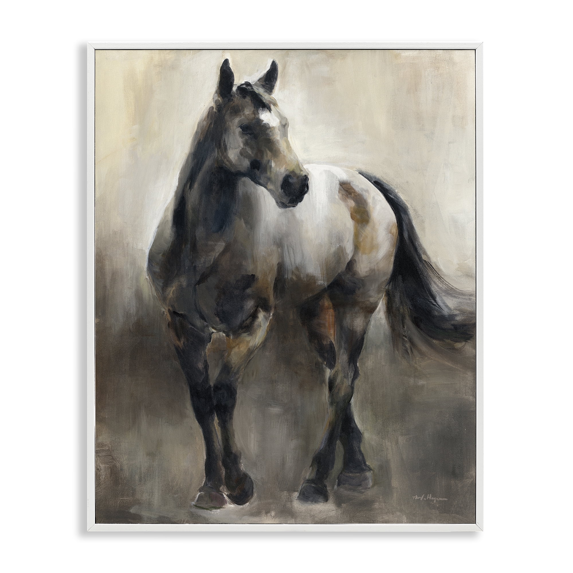 Stupell Industries Copper & Nickel Horse Animals Painting White Framed Art Print Wall Art, 24 x 30
