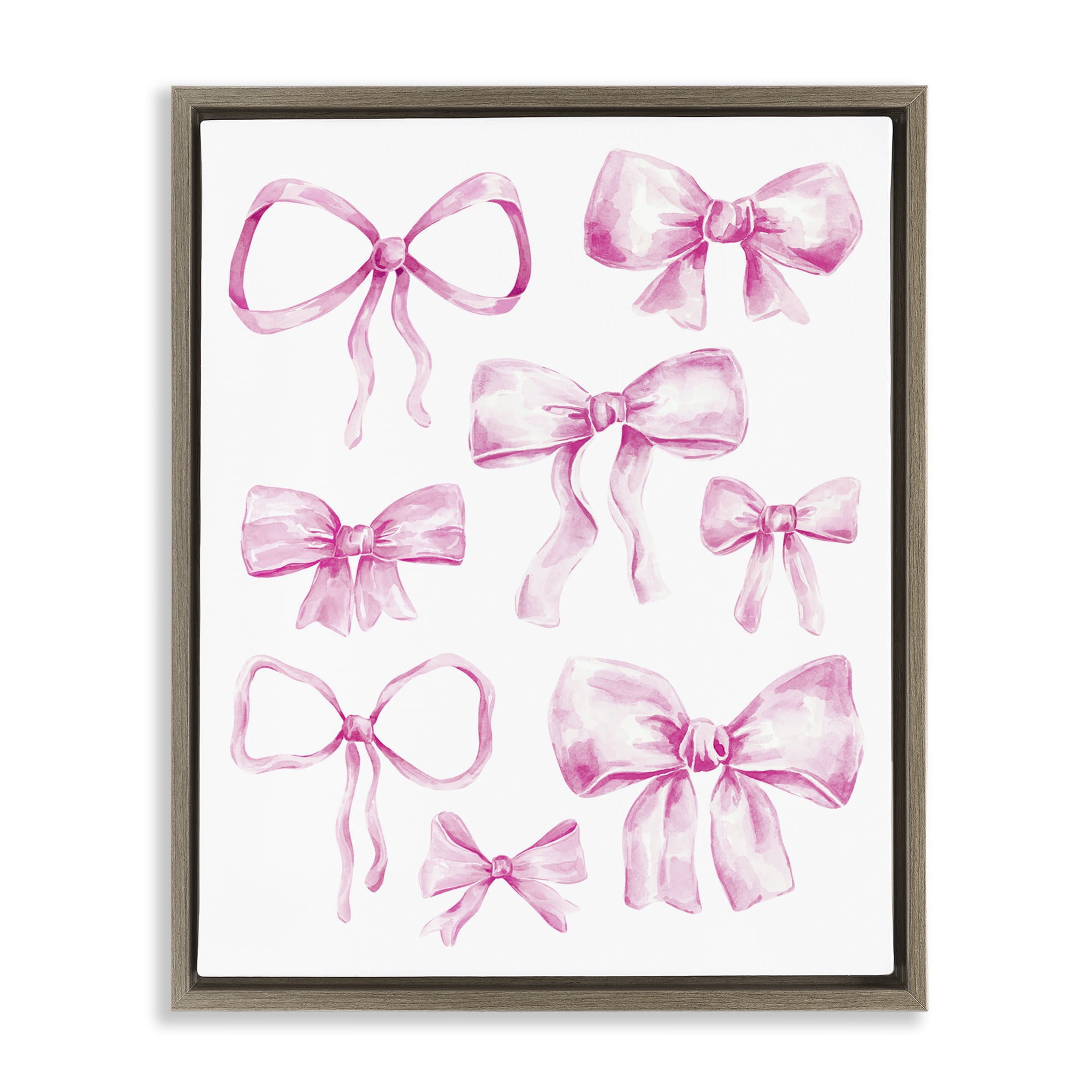 Stupell Industries Coquette Bow Collection Brown Framed Floater Canvas Wall Art, design by Bethany Sandoval
