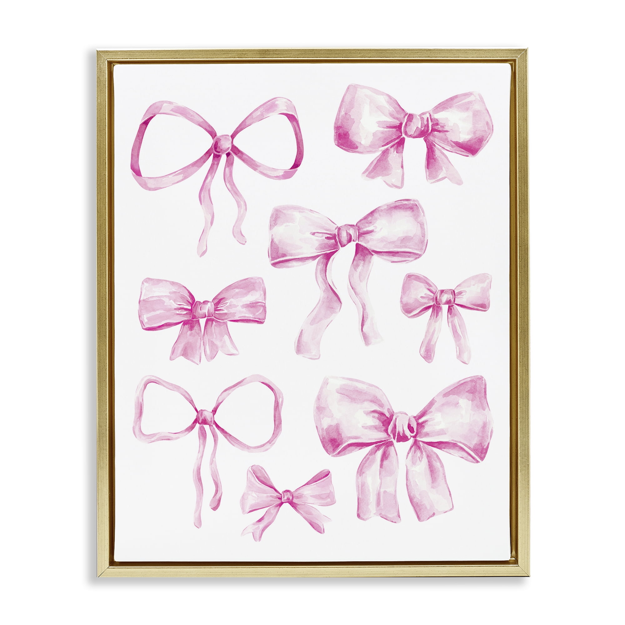 Stupell Industries Coquette Bow Collection Gold Framed Floater Canvas Wall Art, design by Bethany Sandoval