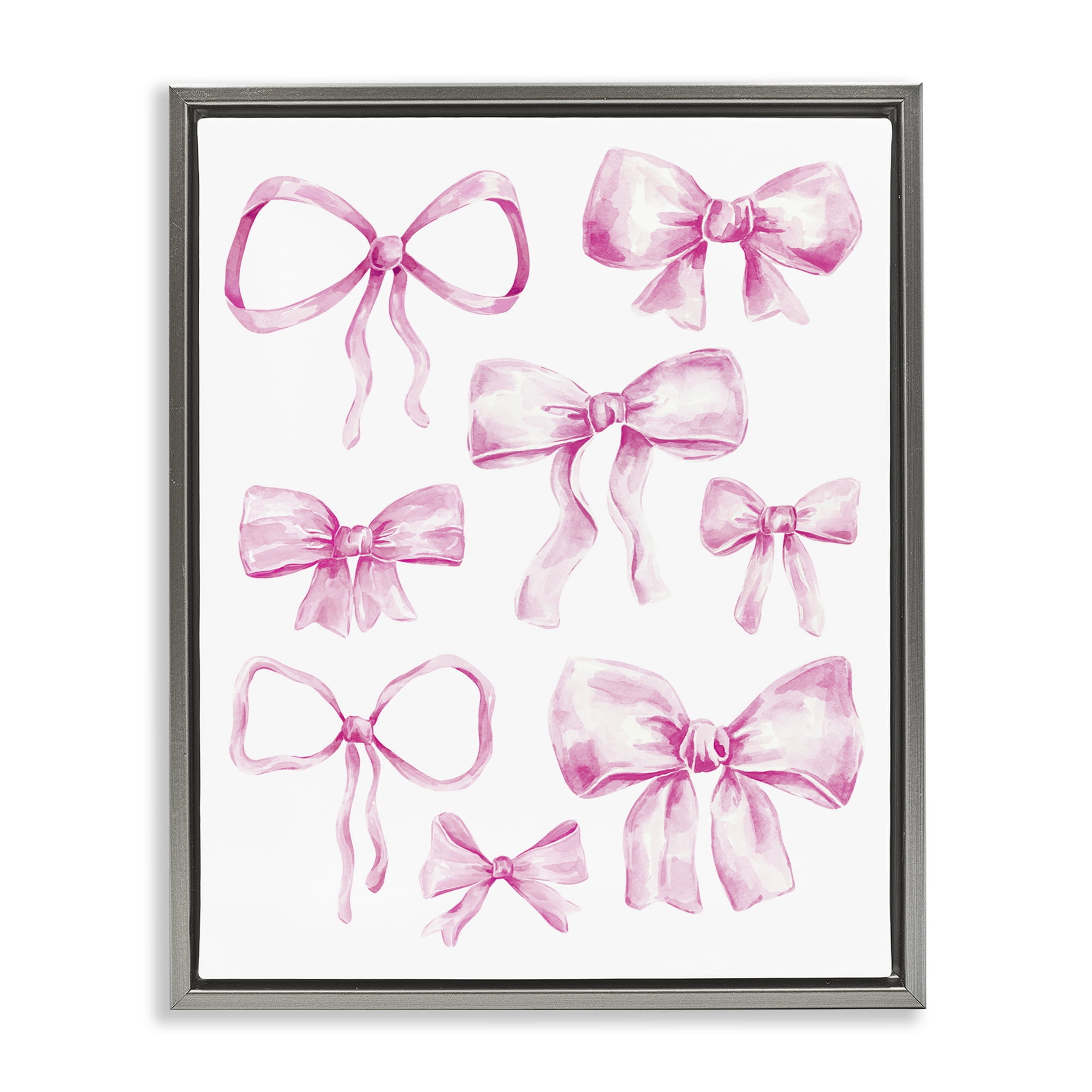 Stupell Industries Coquette Bow Collection Gray Framed Floater Canvas Wall Art, design by Bethany Sandoval