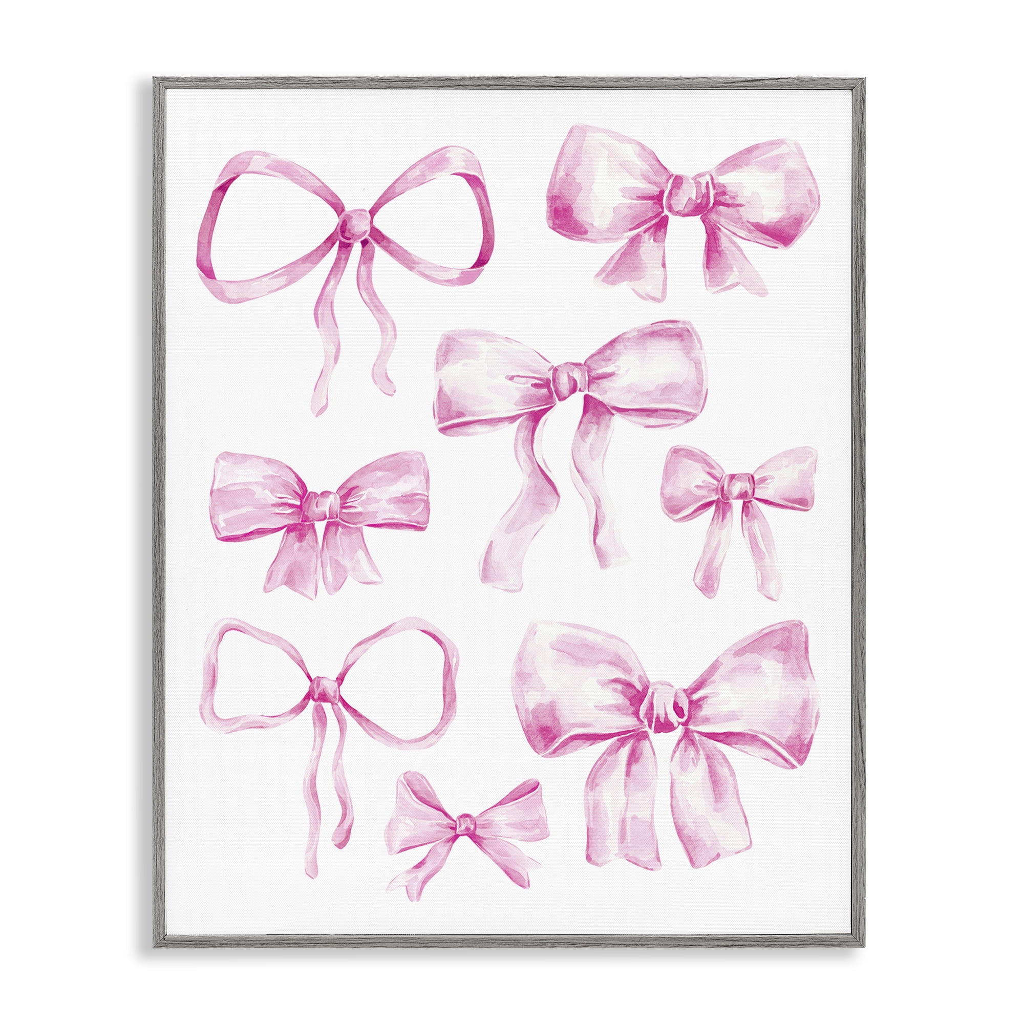 Stupell Industries Coquette Bow Collection Gray Framed Giclee Art, design by Bethany Sandoval