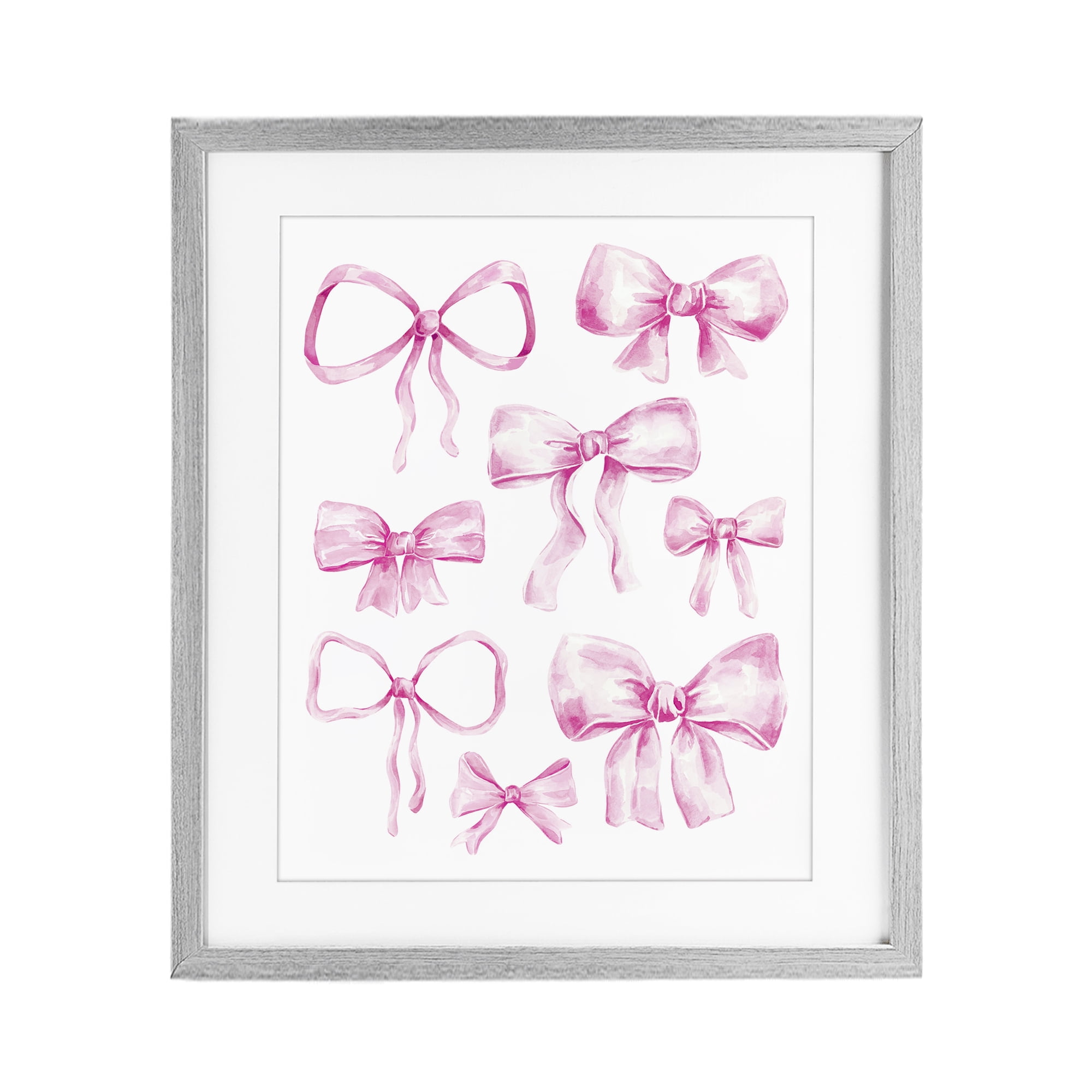 Stupell Industries Coquette Bow Collection Gray Framed Print Under Glass, design by Bethany Sandoval