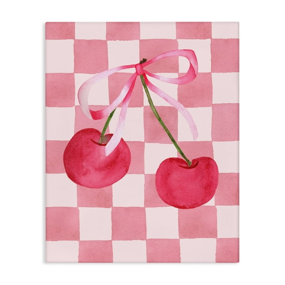 Stupell Industries Coquette Cherries over Checkers Canvas Wall Art design by Nina Jacobs, 30 x 24