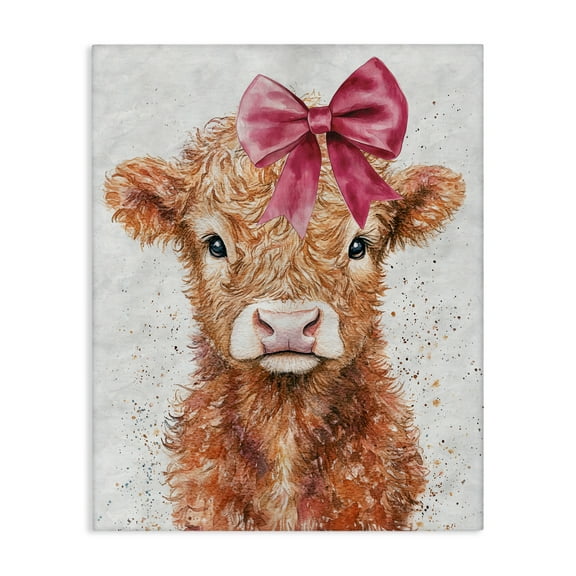 Stupell Industries Coquette Highland Cow Canvas Wall Art design by Nina Blue, 48 x 36