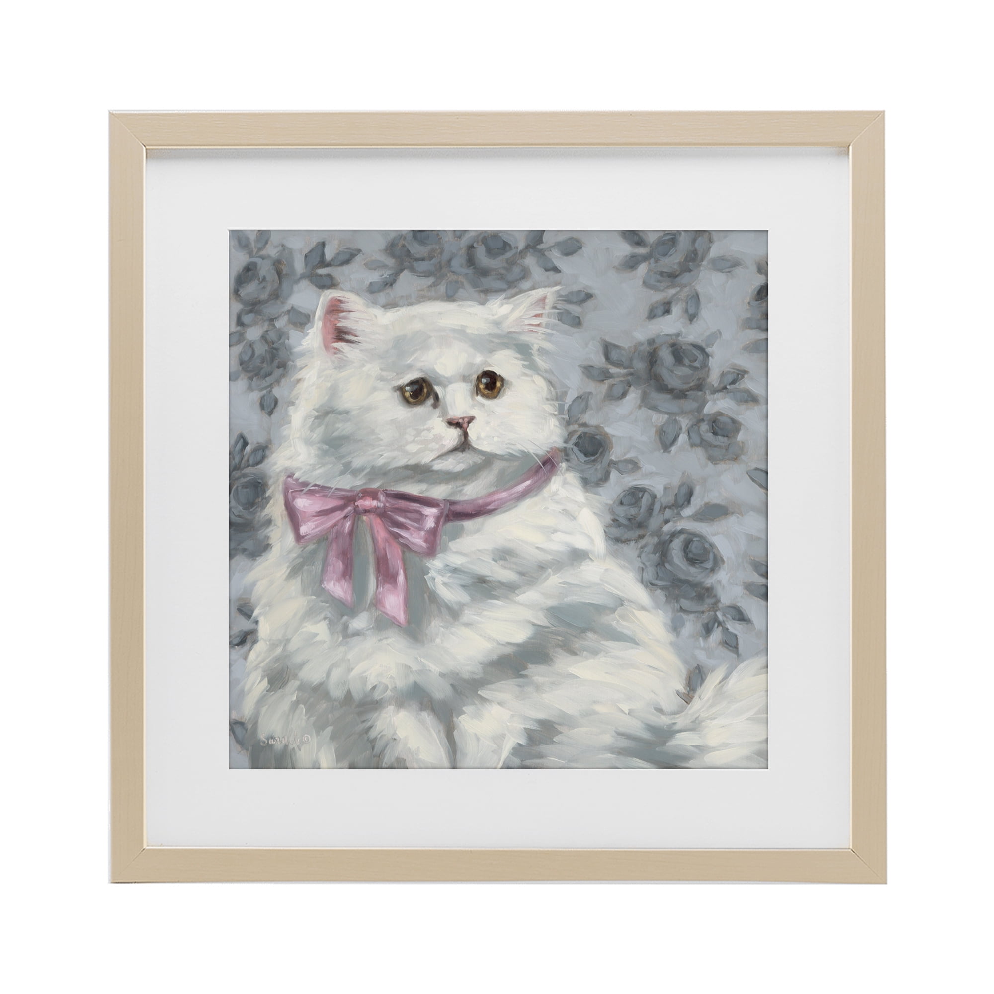 Stupell Industries Coquette Kitty Portrait Birch Framed Print Under Glass, design by Sara G. Designs