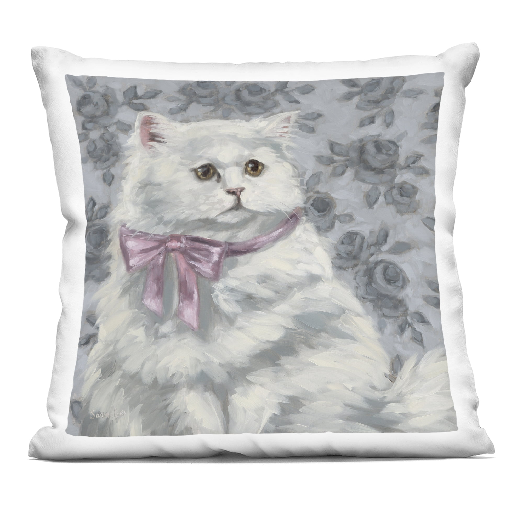 Stupell Industries Coquette Kitty Portrait Decorative Printed Throw Pillow, design by Sara G. Designs