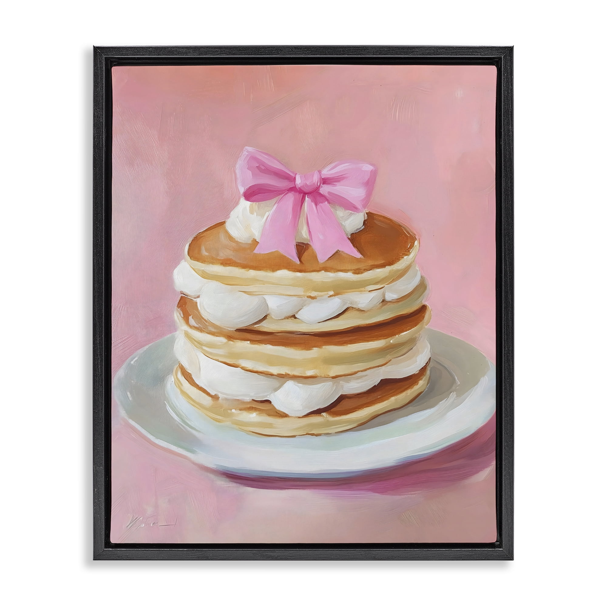 Stupell Industries Coquette Pancakes with Whipped Cream Black Framed Floater Canvas Wall Art, design by The Prints Vibe