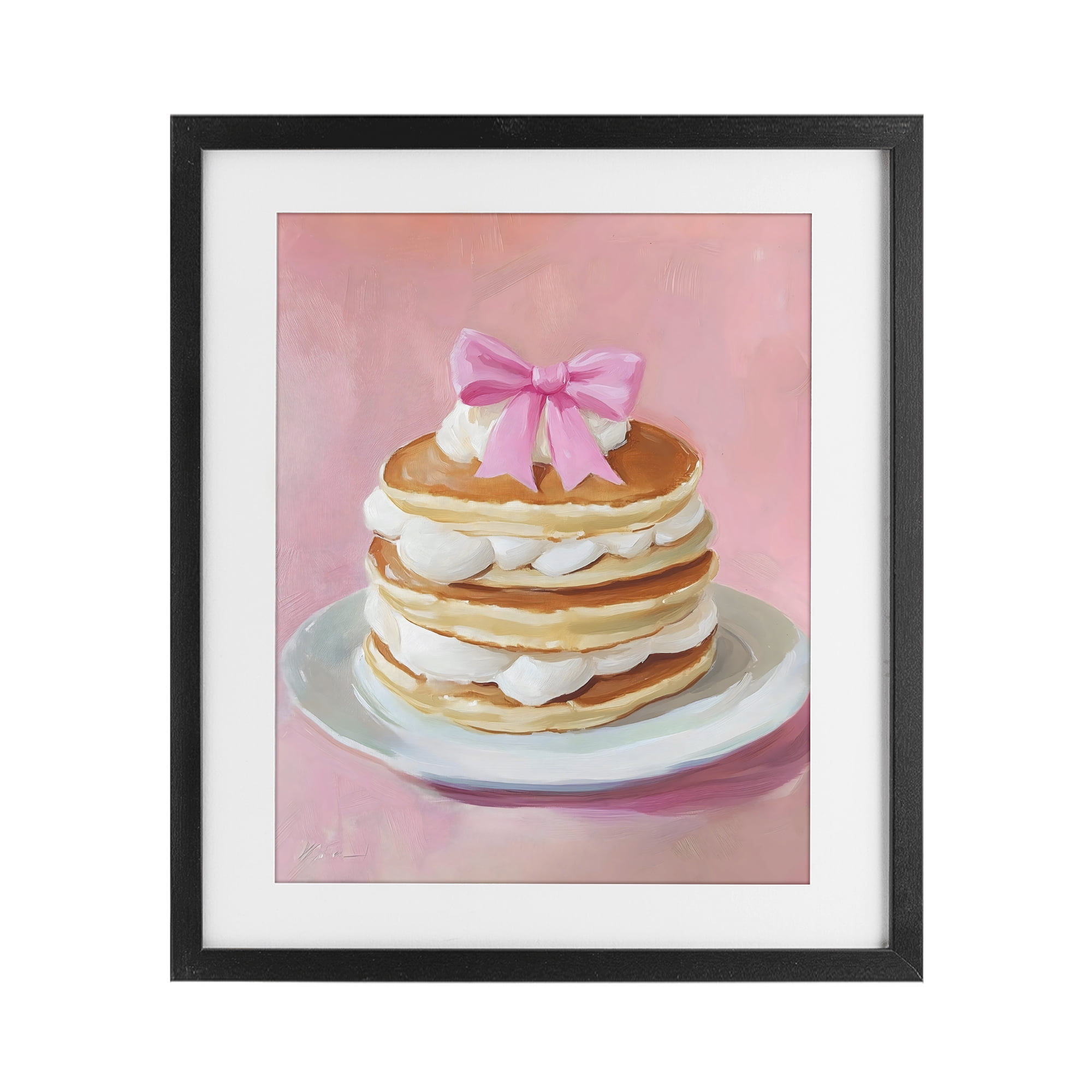 Stupell Industries Coquette Pancakes with Whipped Cream Black Framed Print Under Glass, design by The Prints Vibe