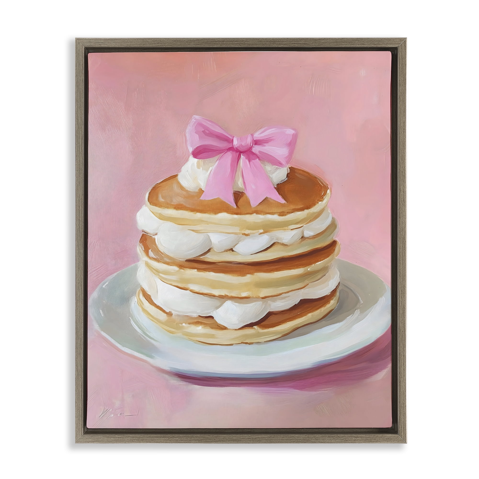 Stupell Industries Coquette Pancakes with Whipped Cream Brown Framed Floater Canvas Wall Art, design by The Prints Vibe