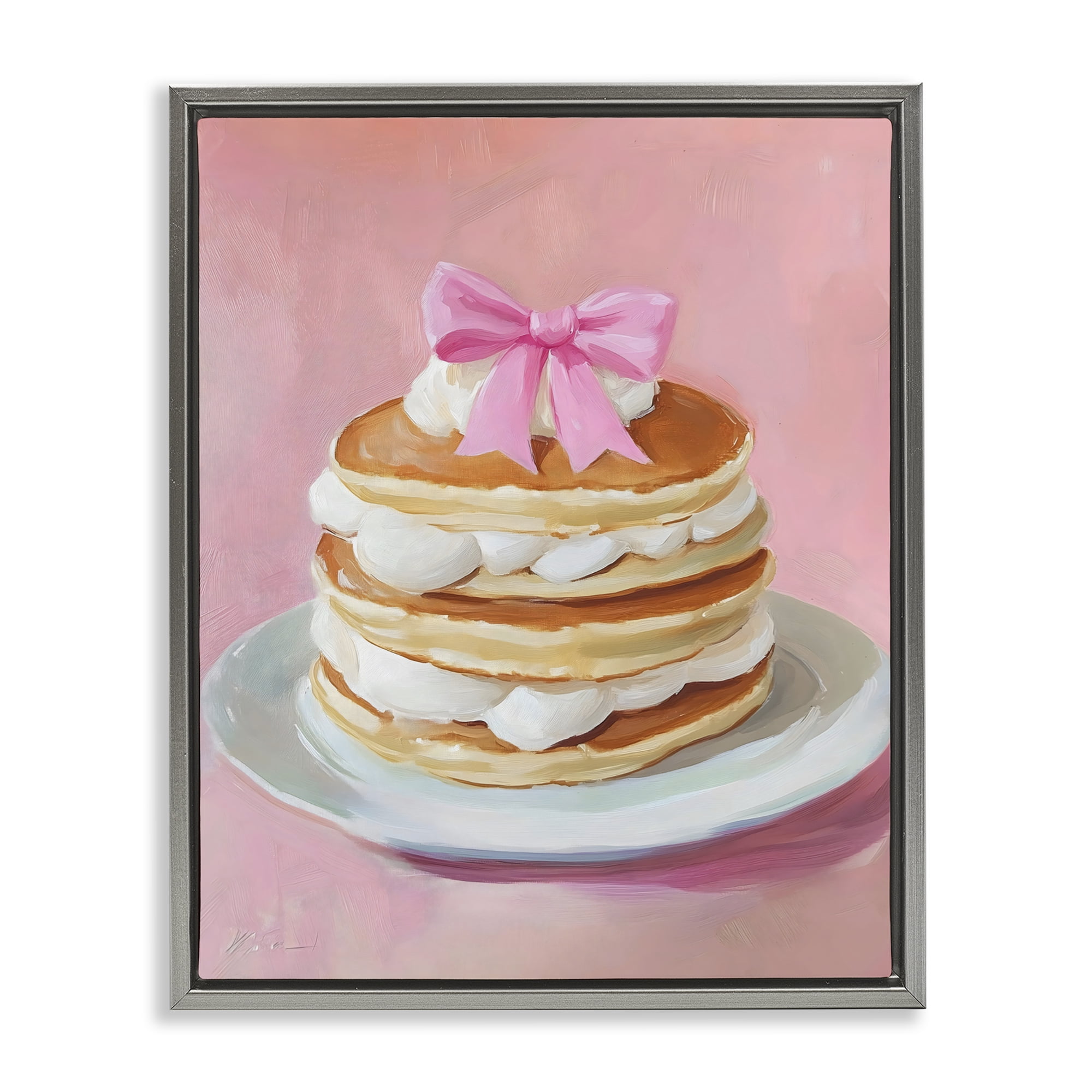Stupell Industries Coquette Pancakes with Whipped Cream Gray Framed Floater Canvas Wall Art, design by The Prints Vibe