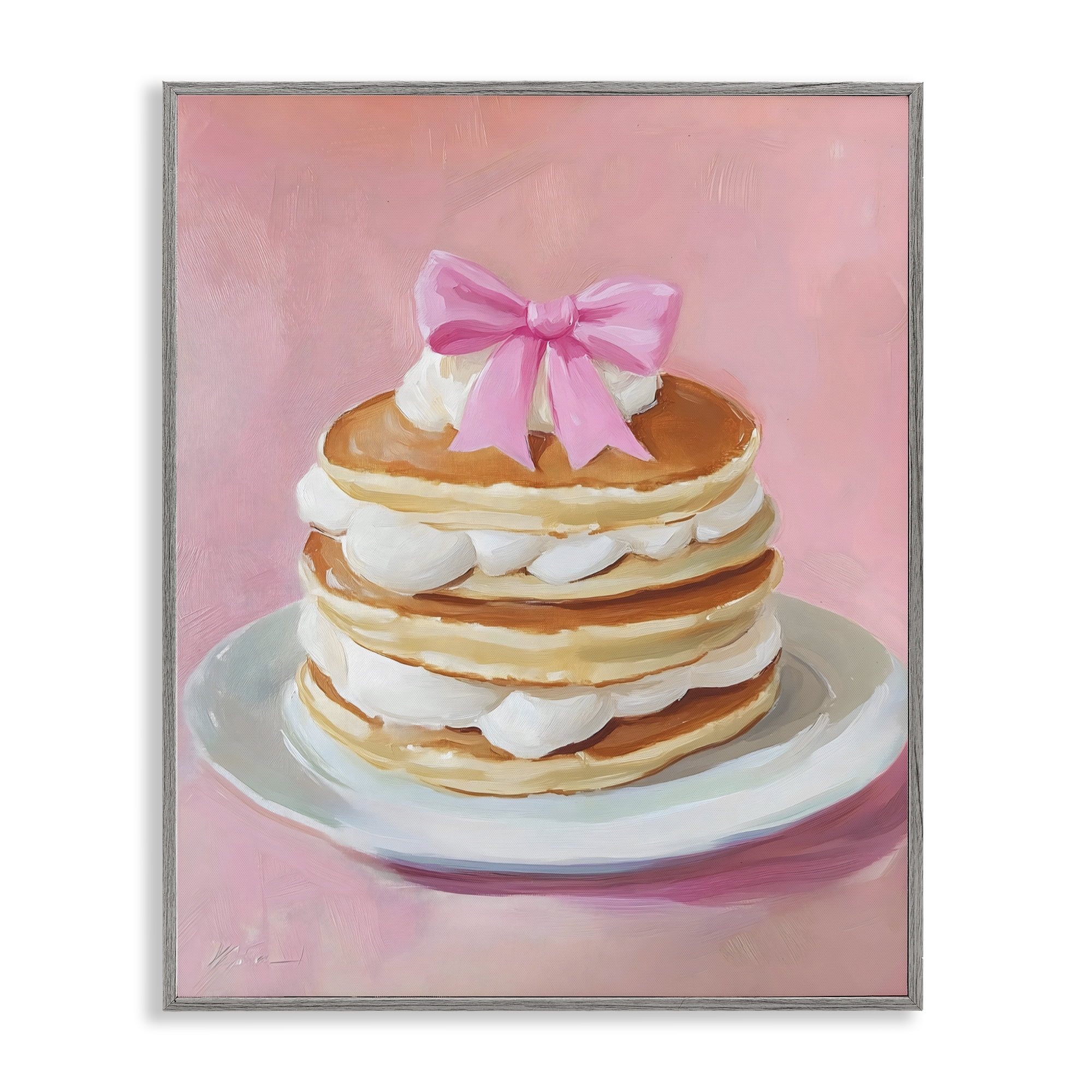 Stupell Industries Coquette Pancakes with Whipped Cream Gray Framed Giclee Art, design by The Prints Vibe