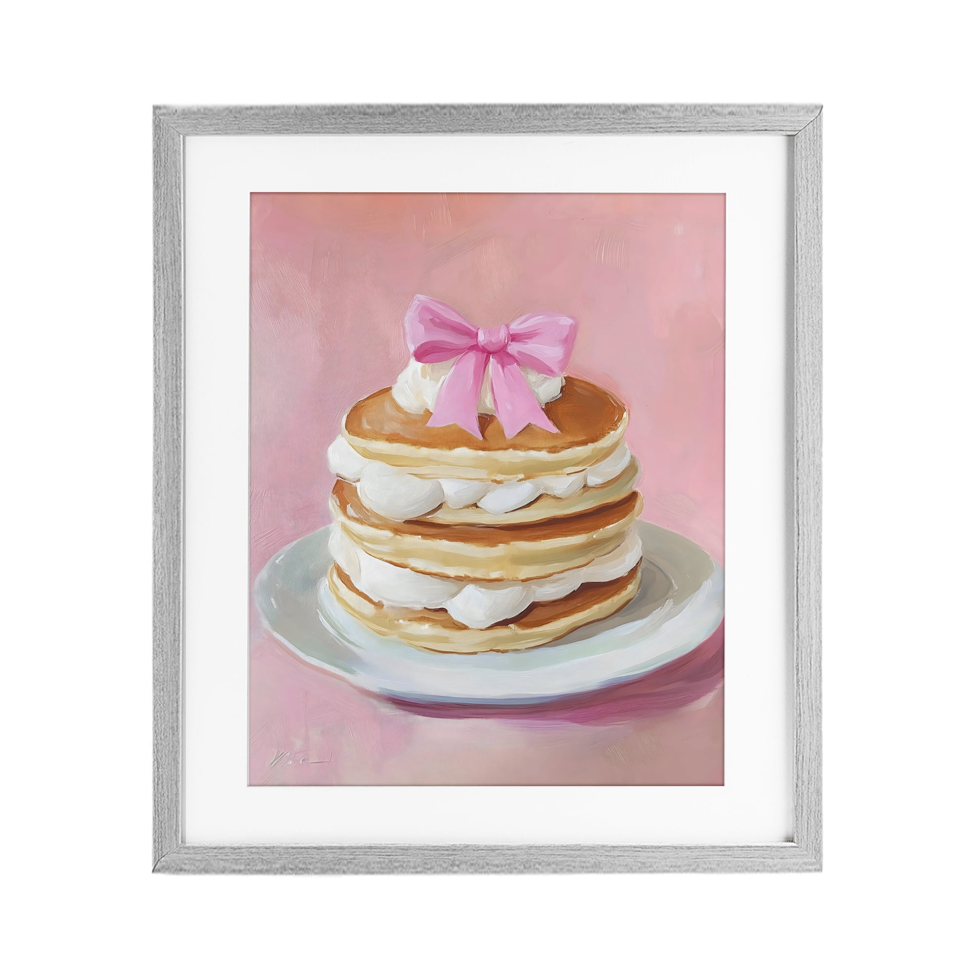 Stupell Industries Coquette Pancakes with Whipped Cream Gray Framed Print Under Glass, design by The Prints Vibe