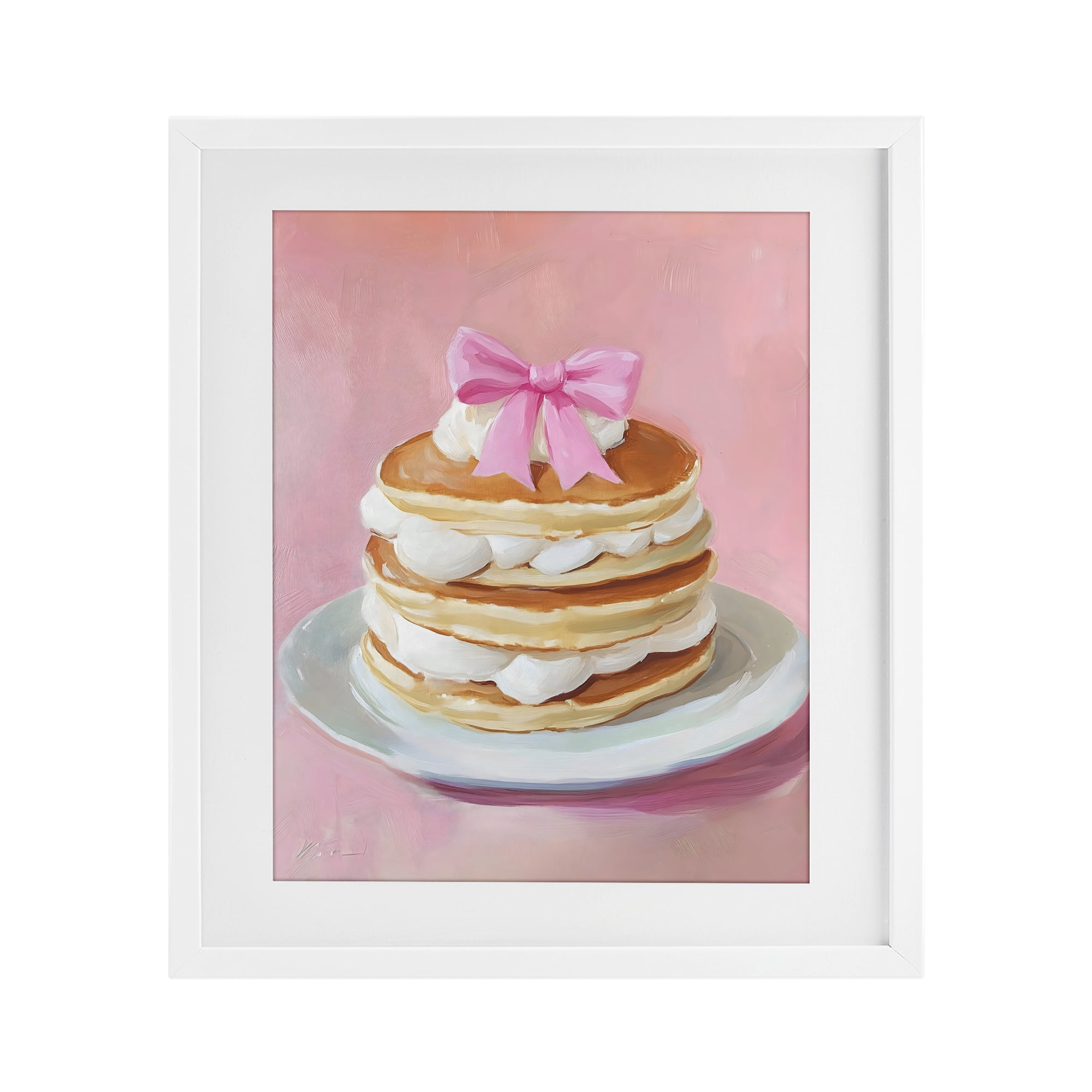 Stupell Industries Coquette Pancakes with Whipped Cream White Framed Print Under Glass, design by The Prints Vibe