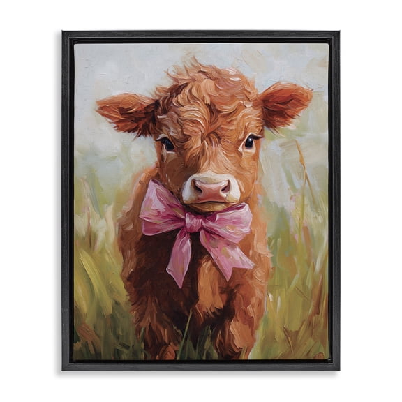 Stupell Industries Coquette Trotting Cow Black Framed Floater Canvas Wall Art design by Nina Blue, 21 x 17
