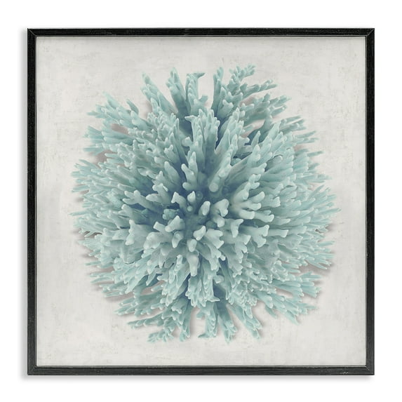 Stupell Industries Coral Ball Blue Sea Beach Design Nature Painting Black Framed Art Print Wall Art, 17 x 17