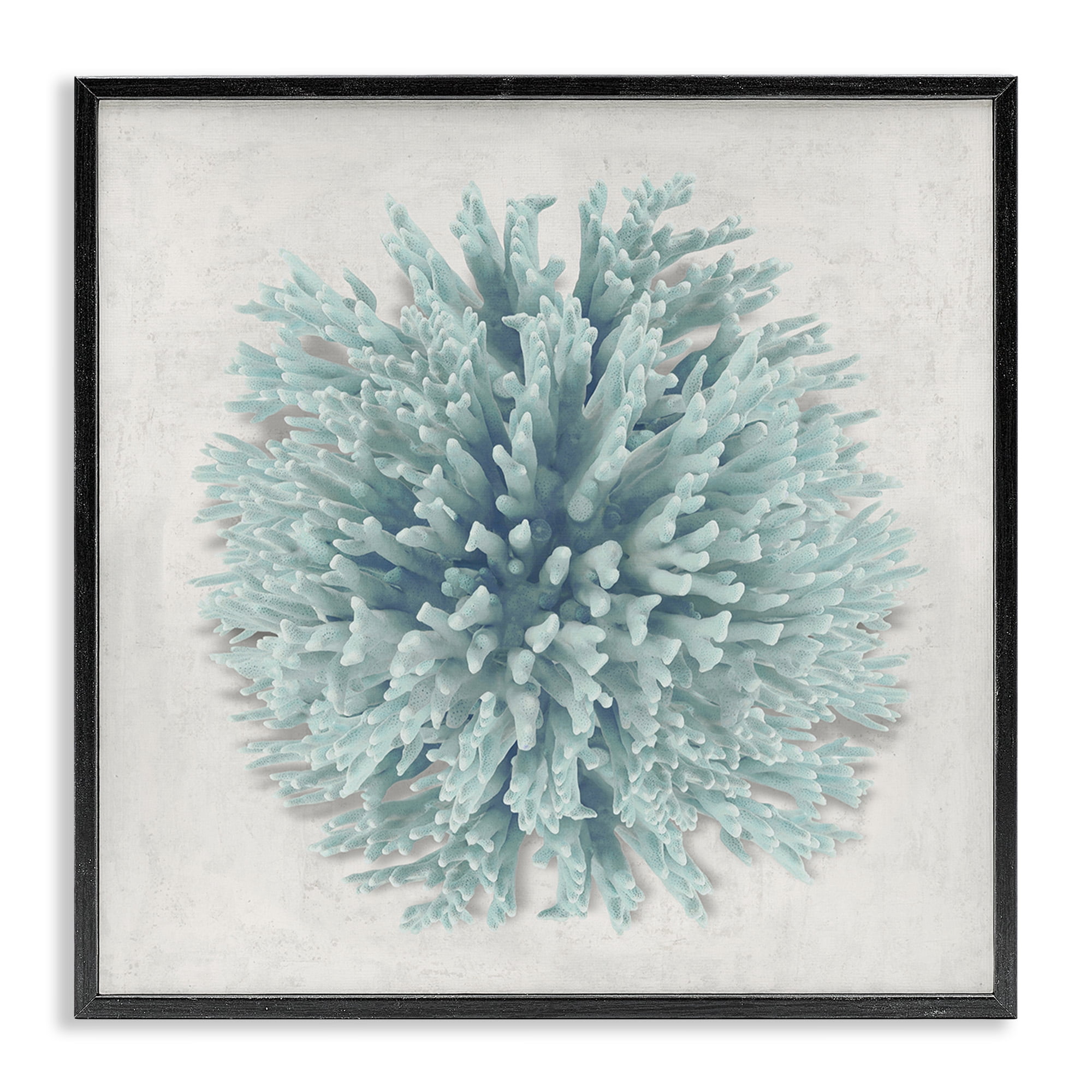 Stupell Industries Coral Ball Blue Sea Beach Design Nature Painting Black Framed Art Print Wall Art, 24 x 24