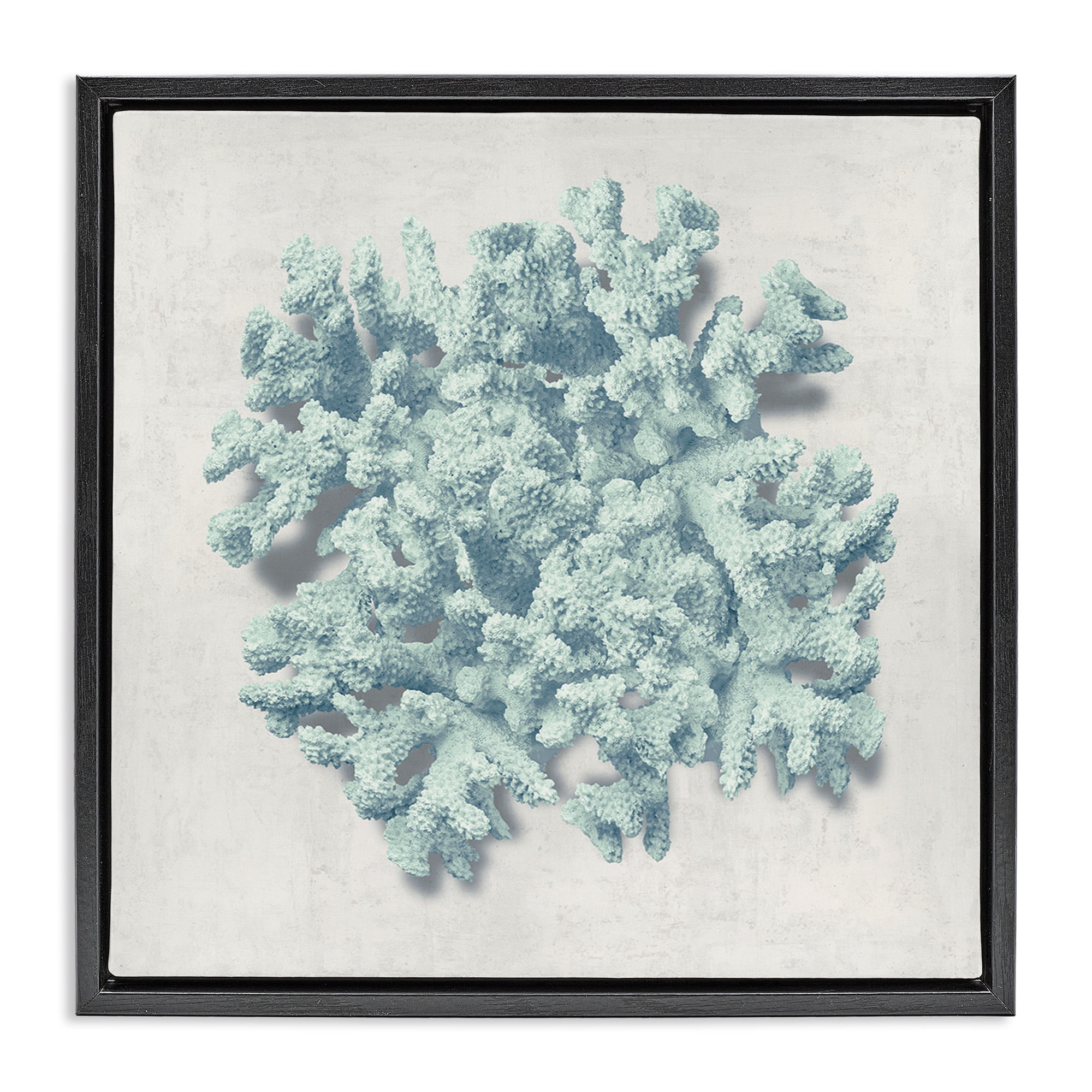 Stupell Industries Coral Blue Sea Beach Design Nature Painting Black Floater Framed Canvas Art Print Wall Art, 18 x 18