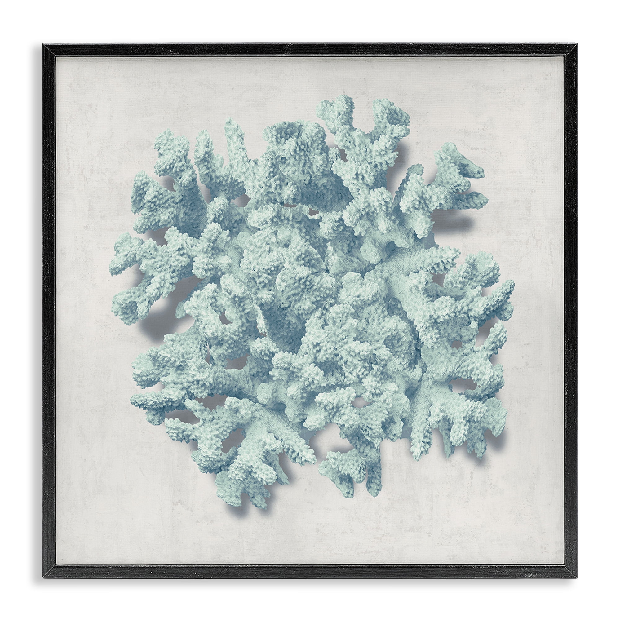 Stupell Industries Coral Blue Sea Beach Design Nature Painting Black Framed Art Print Wall Art, 17 x 17