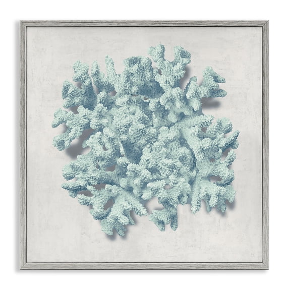 Stupell Industries Coral Blue Sea Beach Design Nature Painting Gray Framed Art Print Wall Art, 24 x 24