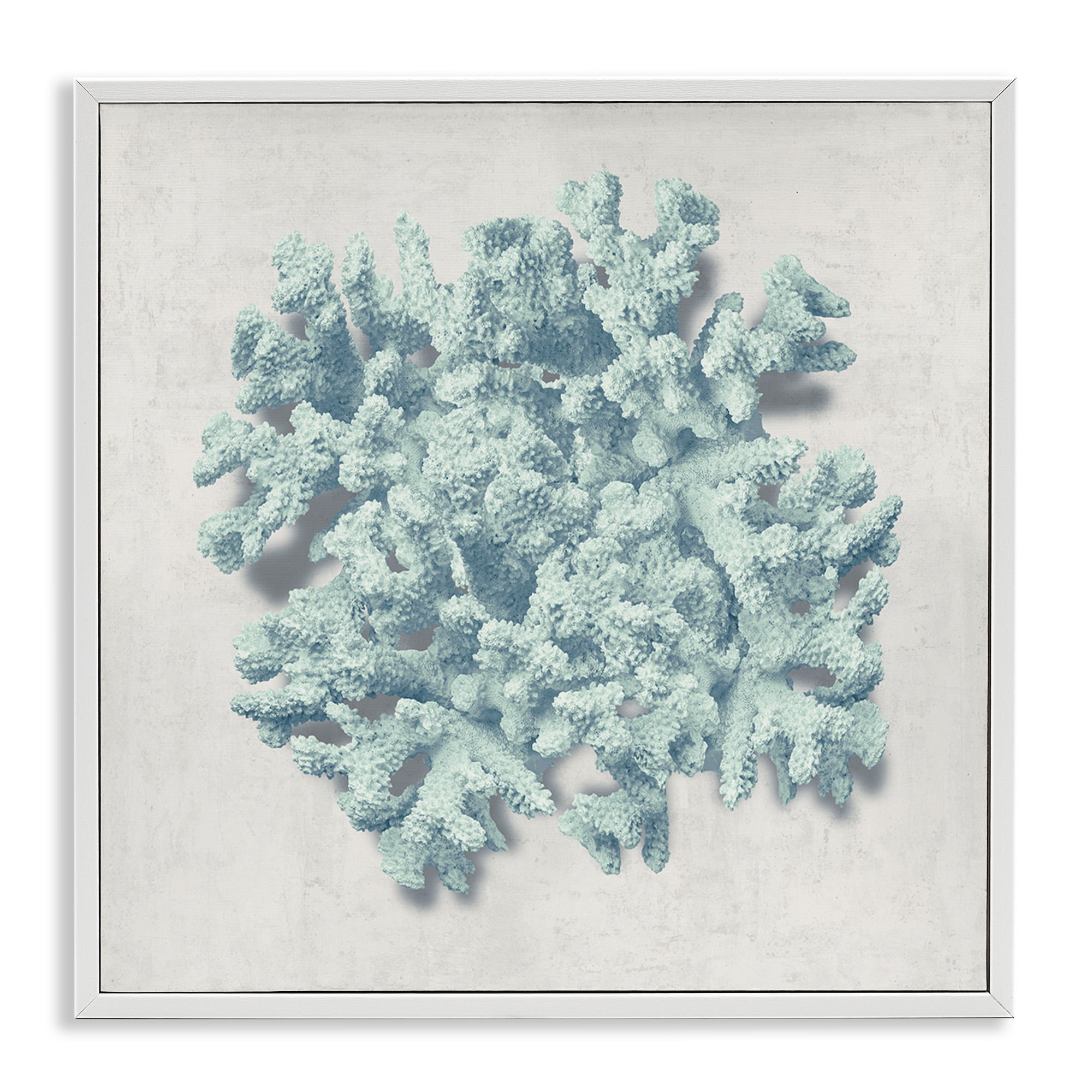 Stupell Industries Coral Blue Sea Beach Design Nature Painting White Framed Art Print Wall Art, 24 x 24