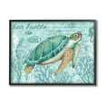 thumbnail image 1 of Stupell Industries Coral Bordered Sea Turtle Seahorse Script Calligraphy Graphic Art Black Framed Art Print Wall Art, Design by Emma Leach, 1 of 7