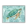 thumbnail image 1 of Stupell Industries Coral Bordered Sea Turtle Seahorse Script Calligraphy Graphic Art Gray Framed Art Print Wall Art, Design by Emma Leach, 1 of 5