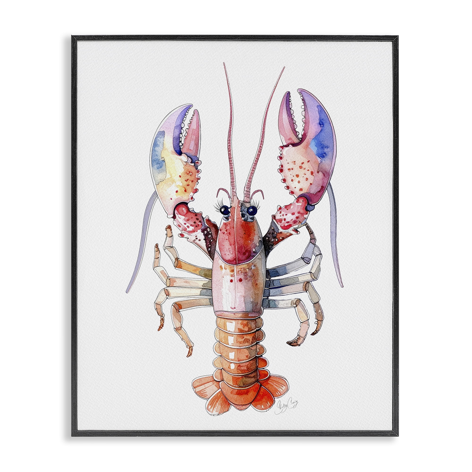 Stupell Industries Coral Claw Lobster Black Framed Giclee Art, design by Shelly Craig