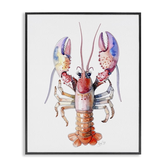 Stupell Industries Coastal Coral Claw Lobster Black Framed Giclee Art, 11 x 14, by Shelly Craig