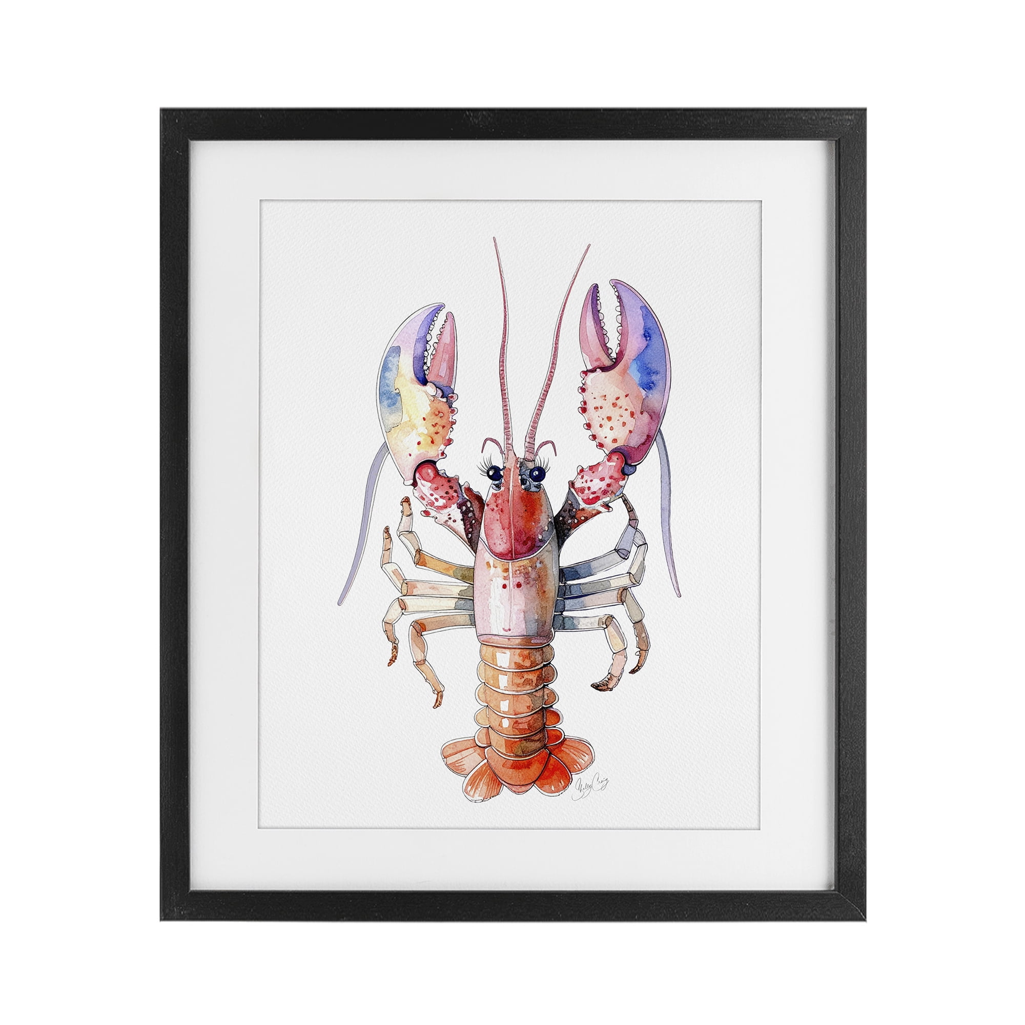 Stupell Industries Coral Claw Lobster Black Framed Print Under Glass, design by Shelly Craig